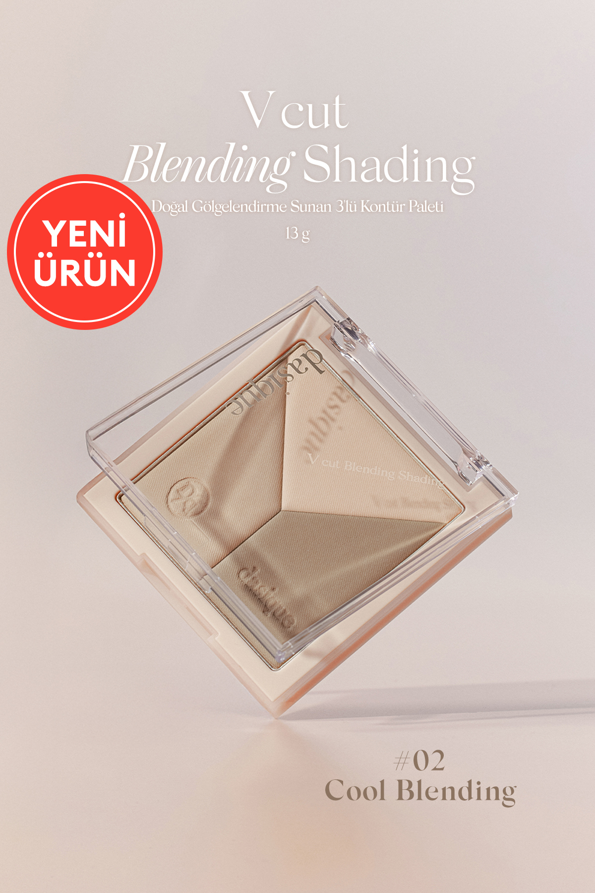 dasique Doğal Gölgelendirme Sunan 3'lü Kontür Paleti V Cut Blending Shading (#02 Cool Blending)