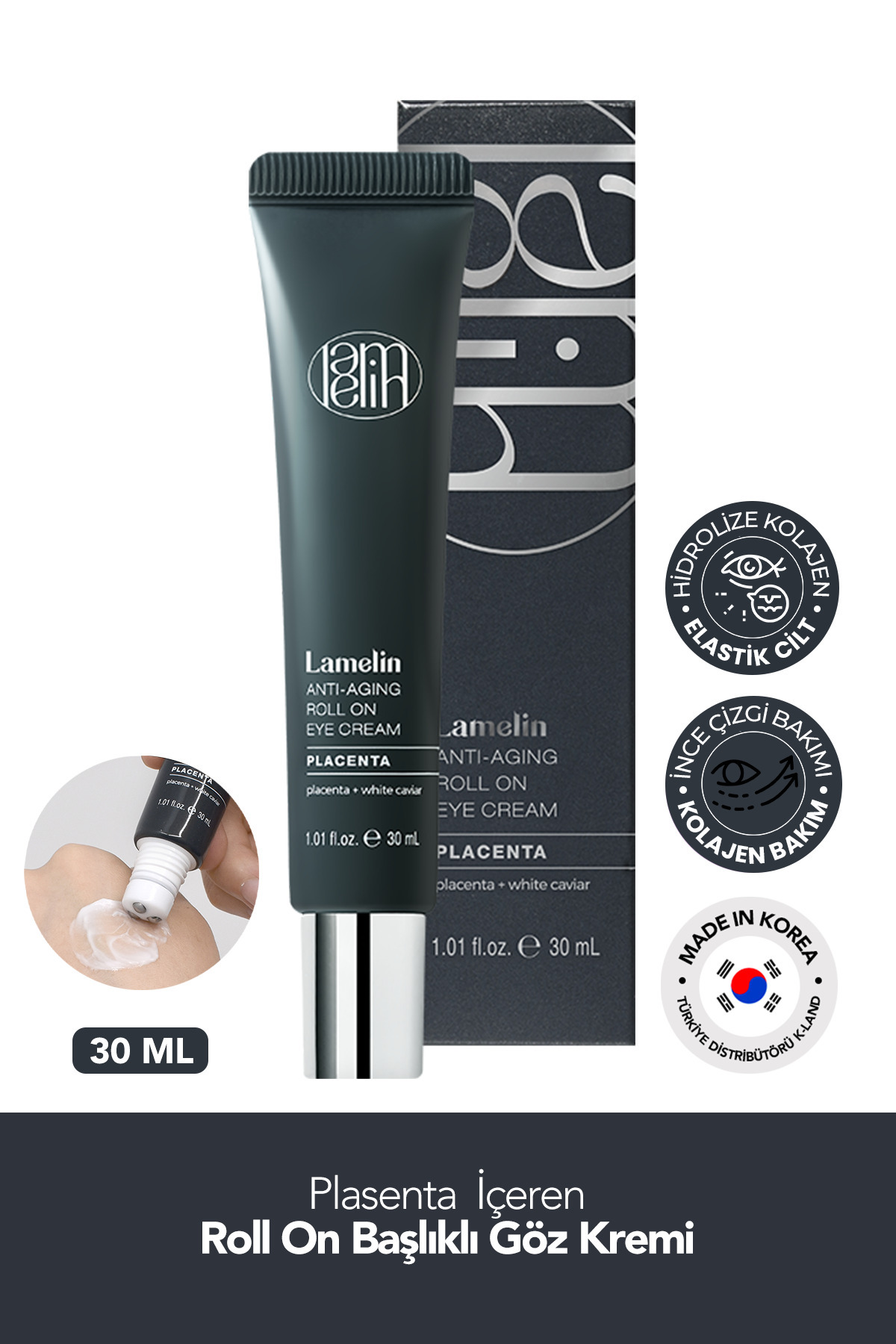 Lamelin Plasenta İçeren 30 ml 3’lü Masaj Başlıklı Aydınlatıcı Göz Kremi Placenta Roll On