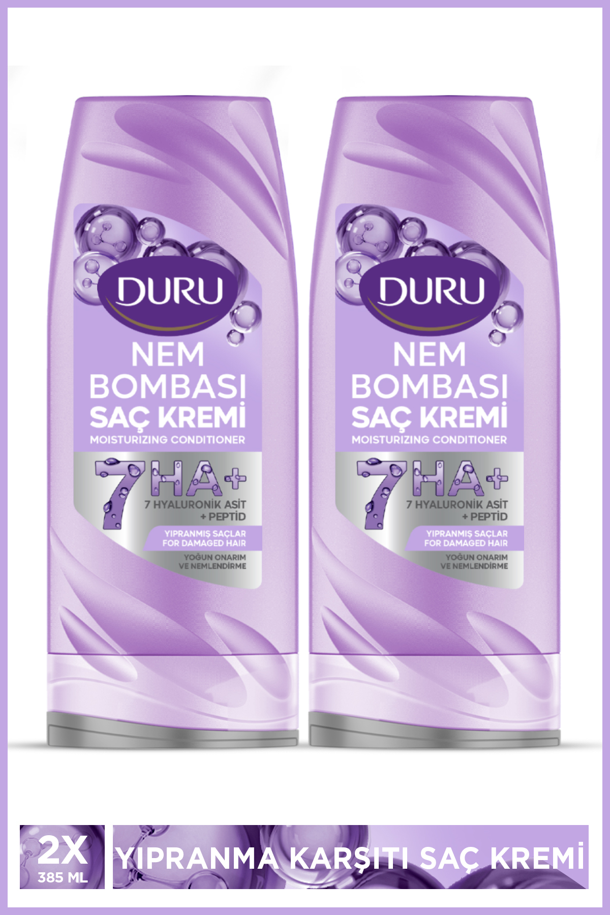 Duru Nem Bombası Yıpranmış Saçlar İçin Yoğun Onarıcı ve Nemlendirici Saç Kremi 2x385 Ml