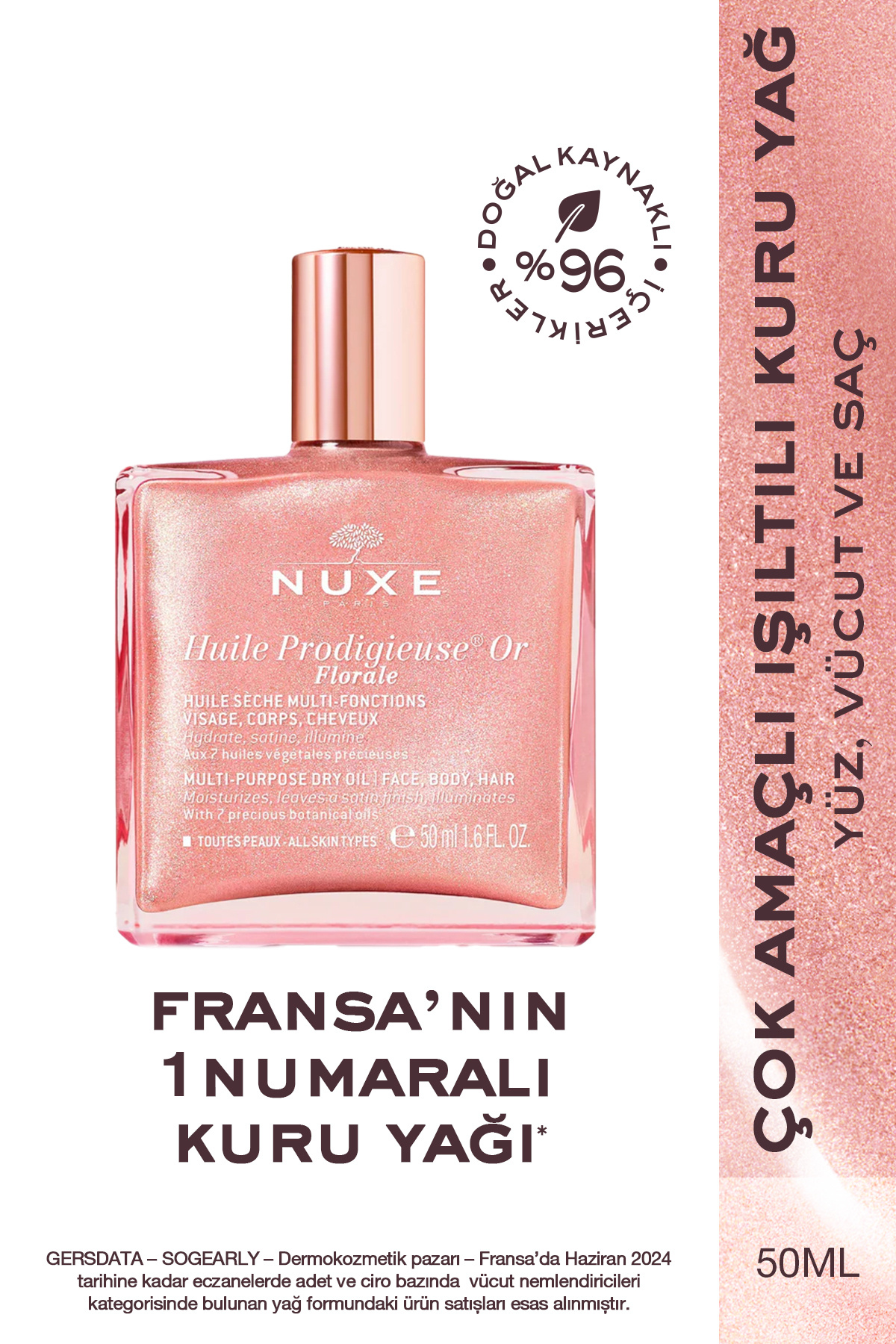 Nuxe Huile Prodigieuse OR Yüz, Vücut ve Saçları Besleyici ve Onarıcı Kuru Yağ 50ml