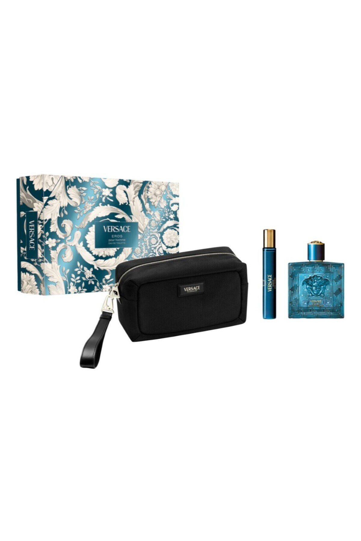 Versace Eros EDT 100 ml Parfüm+ Seyahat Boy EDT 10 ml + Çanta - Erkek Parfüm Seti