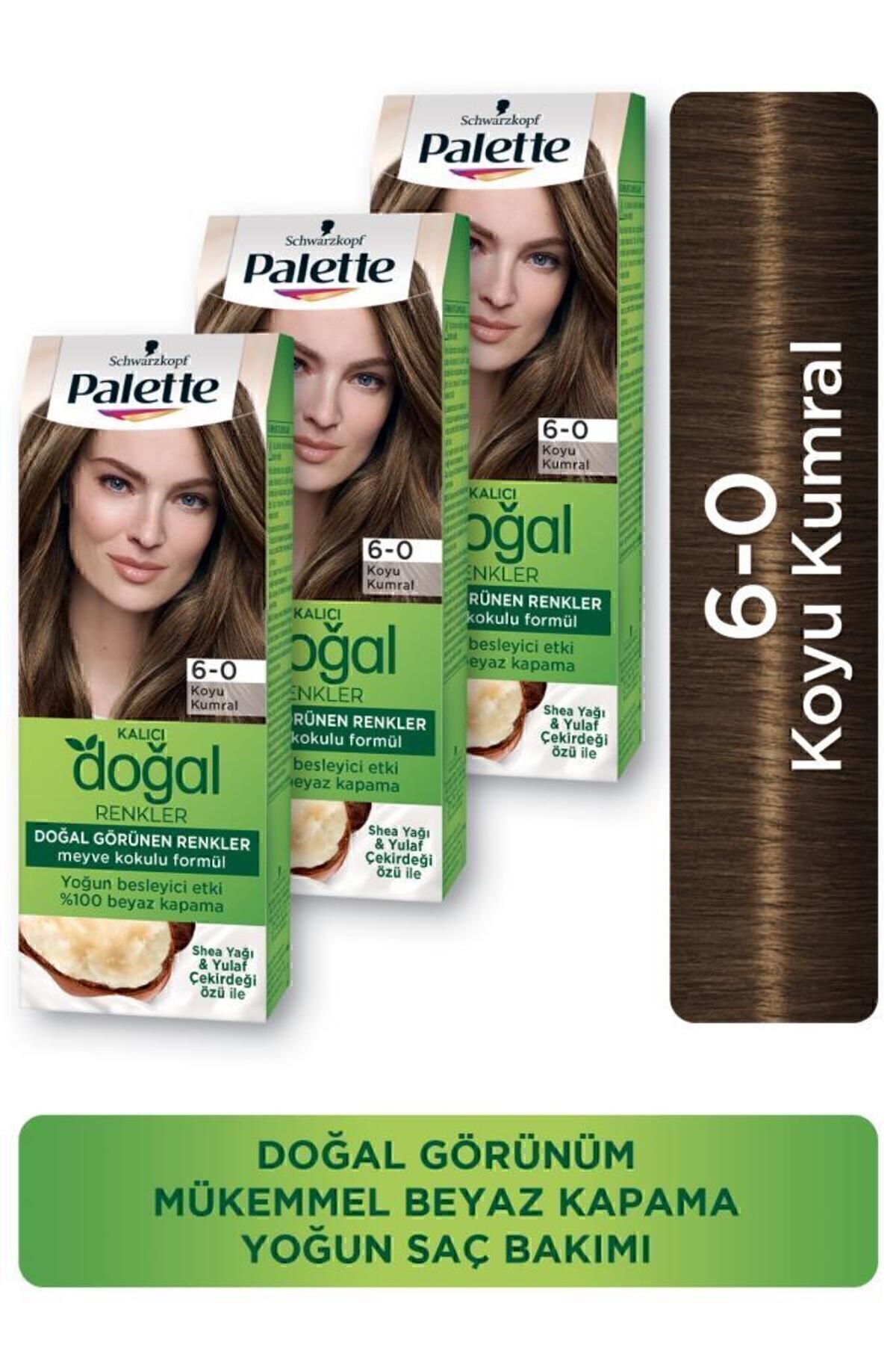 Palette Kalıcı Doğal Renkler Saç Boyası 6-0 Koyu Kumral X 3 Adet