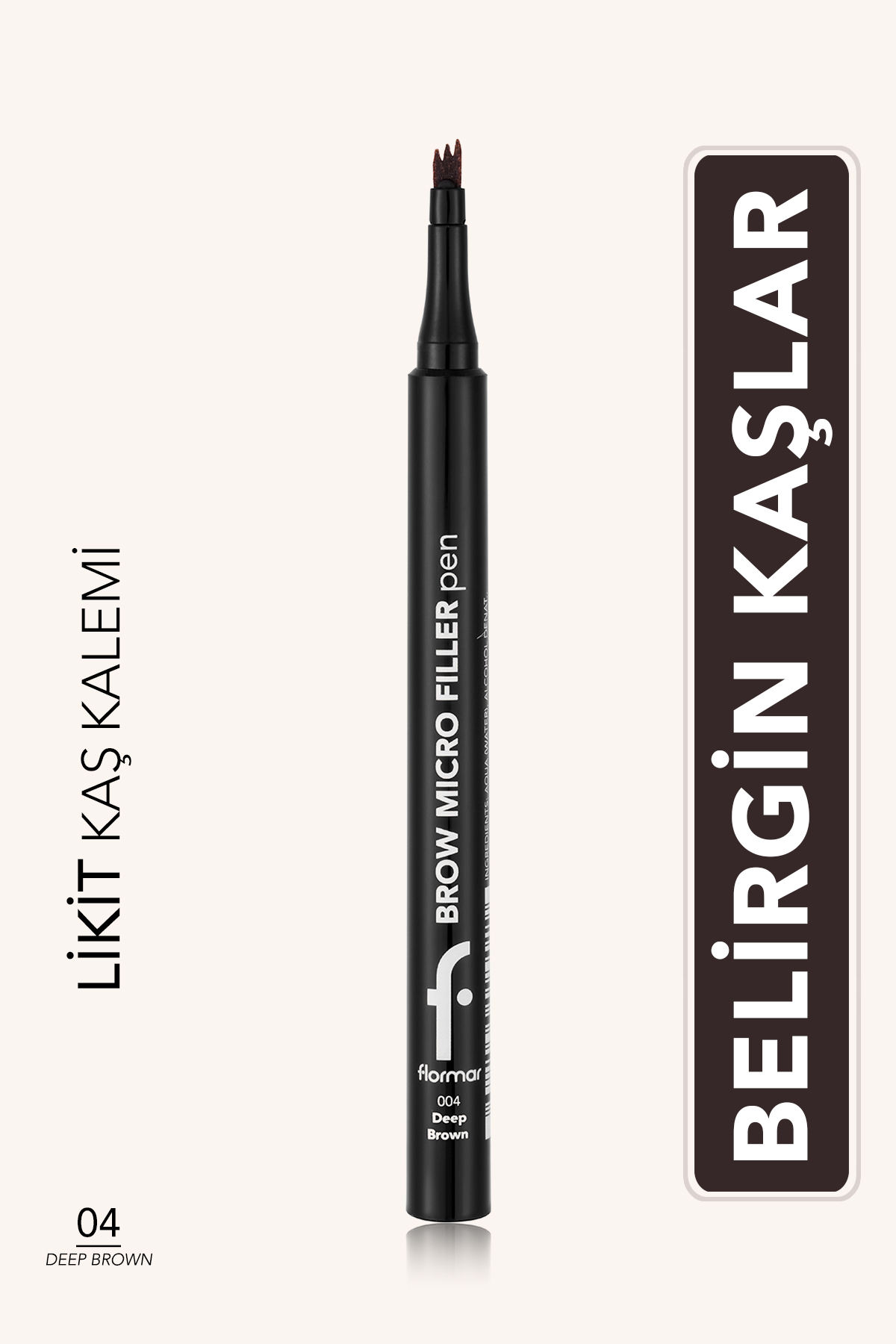 Flormar Doğal Kıl Görünümü Veren Keçe Uçlu Micro Filler Kaş Kalemi-004 DEEP BROWN