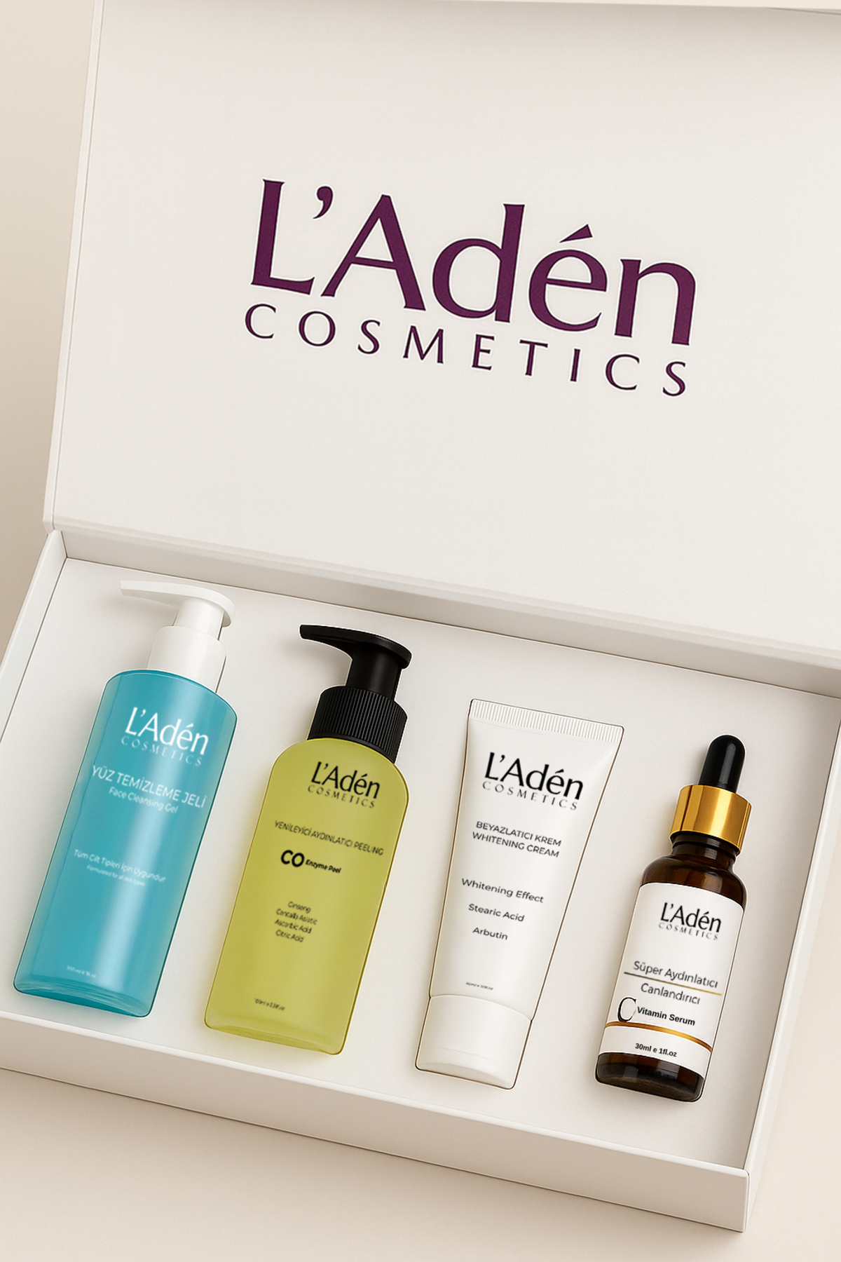 L'Aden Cosmetics Cilt tonunu eşitleyen, aydınlatıcı ve canlandırıcı bakım seti