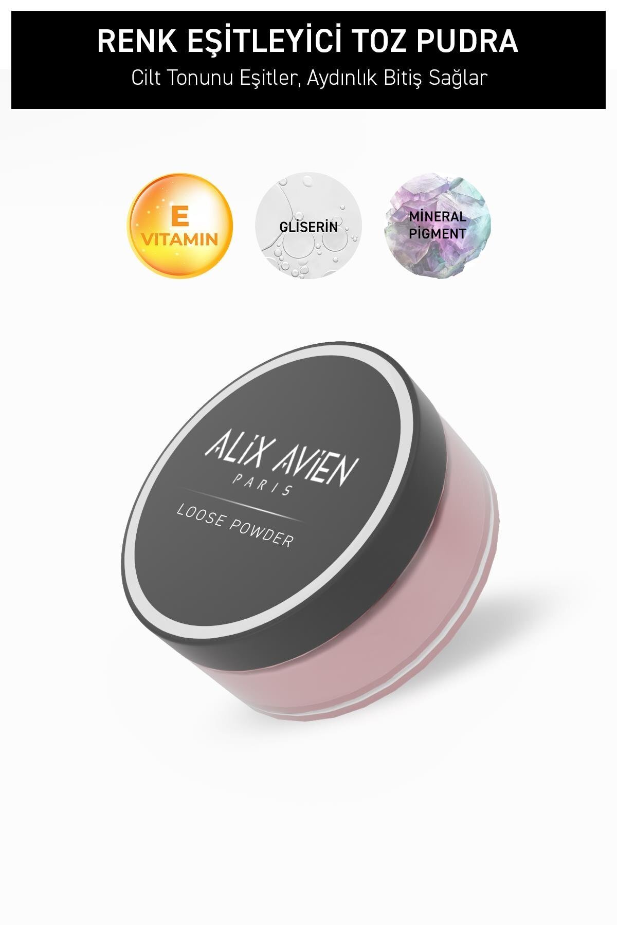 Alix Avien Renk Düzenleyici Uzun Süre Kalıcı Sabitleyici Mat Toz Pudra -Color Correcting Loose Powder Baby Pink