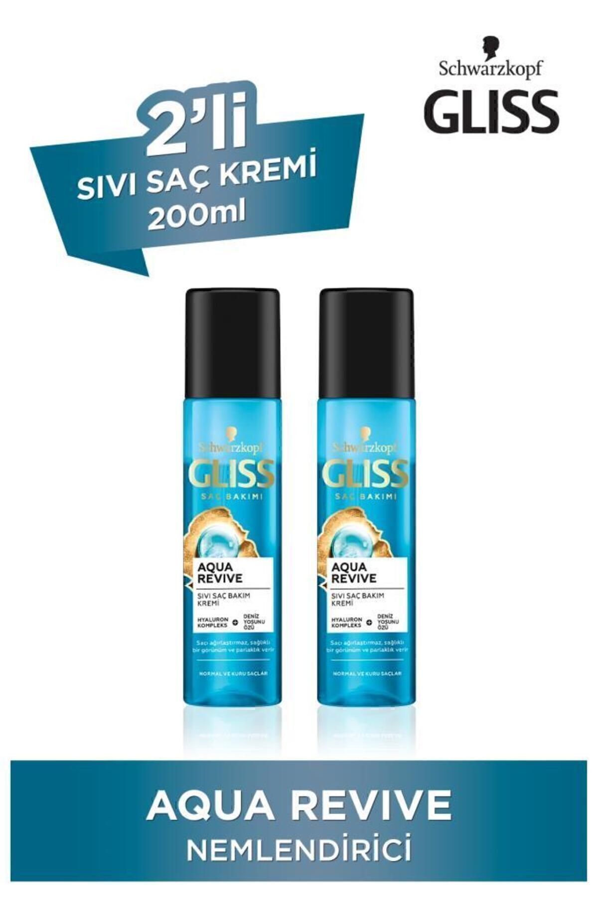 Gliss Aqua Revive Hyaluron Ve Deniz Yosunu Içeren Nemlendirici Sıvı Saç Kremi 200 ml X 2 Adet