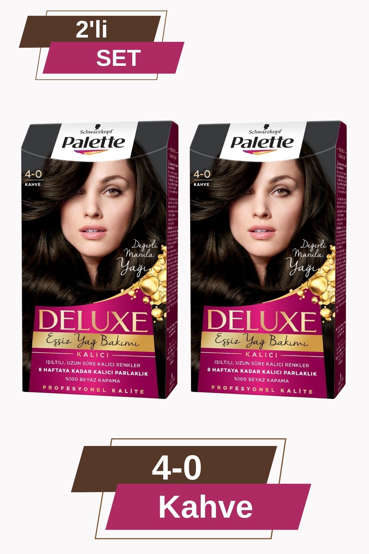 Palette Deluxe 4-0 Kahve Zengin Yağ Bakımı Kit Saç Boyası Bakım Maskesi X 2 Adet Saç Boyası