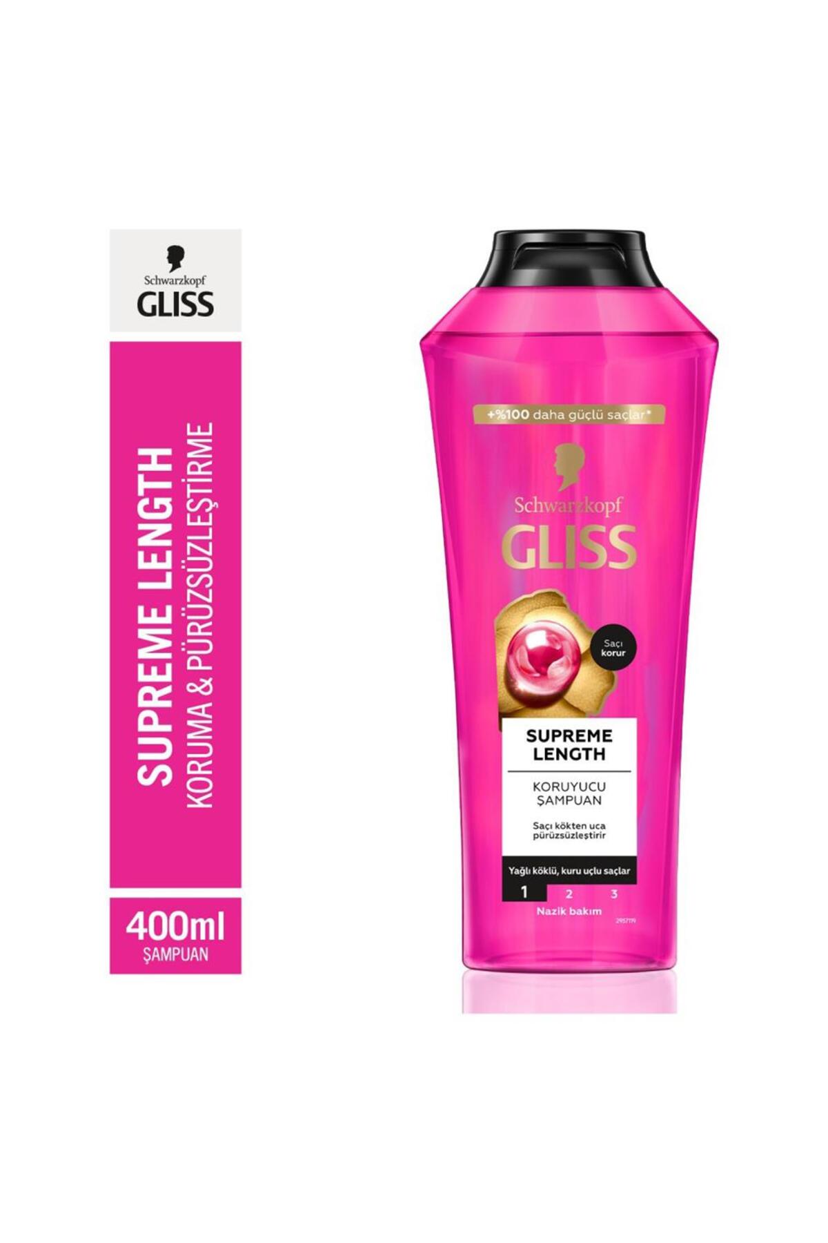 Gliss Supreme Length Koruyucui Şampuan Yağlı Köklü, Kuru Uçlu Saçalar 400 ml