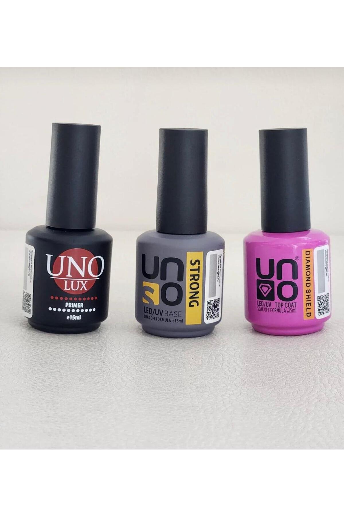 OLLA KOZMETİK UNO GELPOLİSH Kalıcı Oje Seti Primer 15ml+ Uno Stron Base 15ml+Uno Daımond Top Coat 15ml