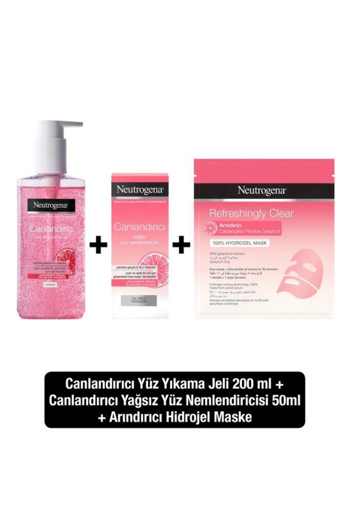 Neutrogena Canlandırıcı Yüz Yıkama Jeli 200 ml + Nemlendirici Krem 50 ml+Arındırıcı Hidrojel Maske