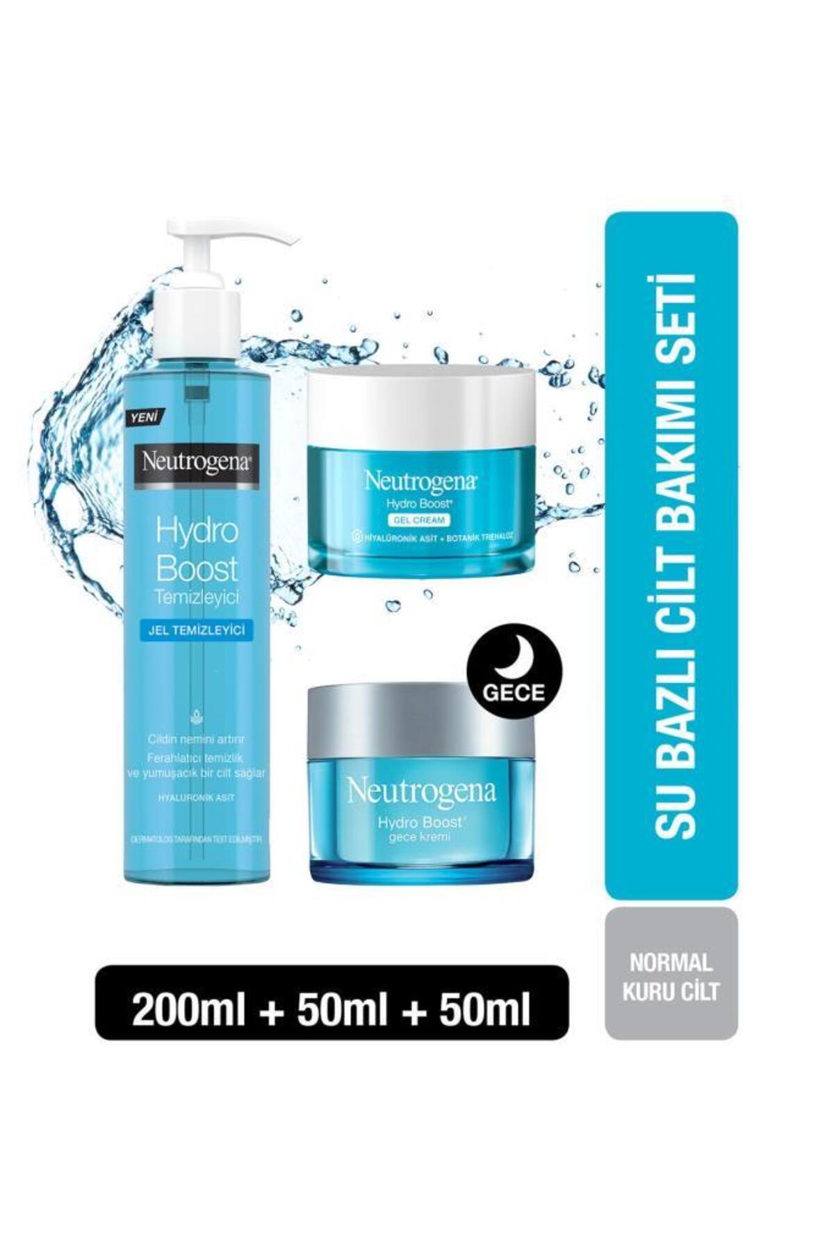 Neutrogena Hydro Boost Gel Cream 50 ml+Gece Kremi 50ml+Jel Temizleyici 200 ml
