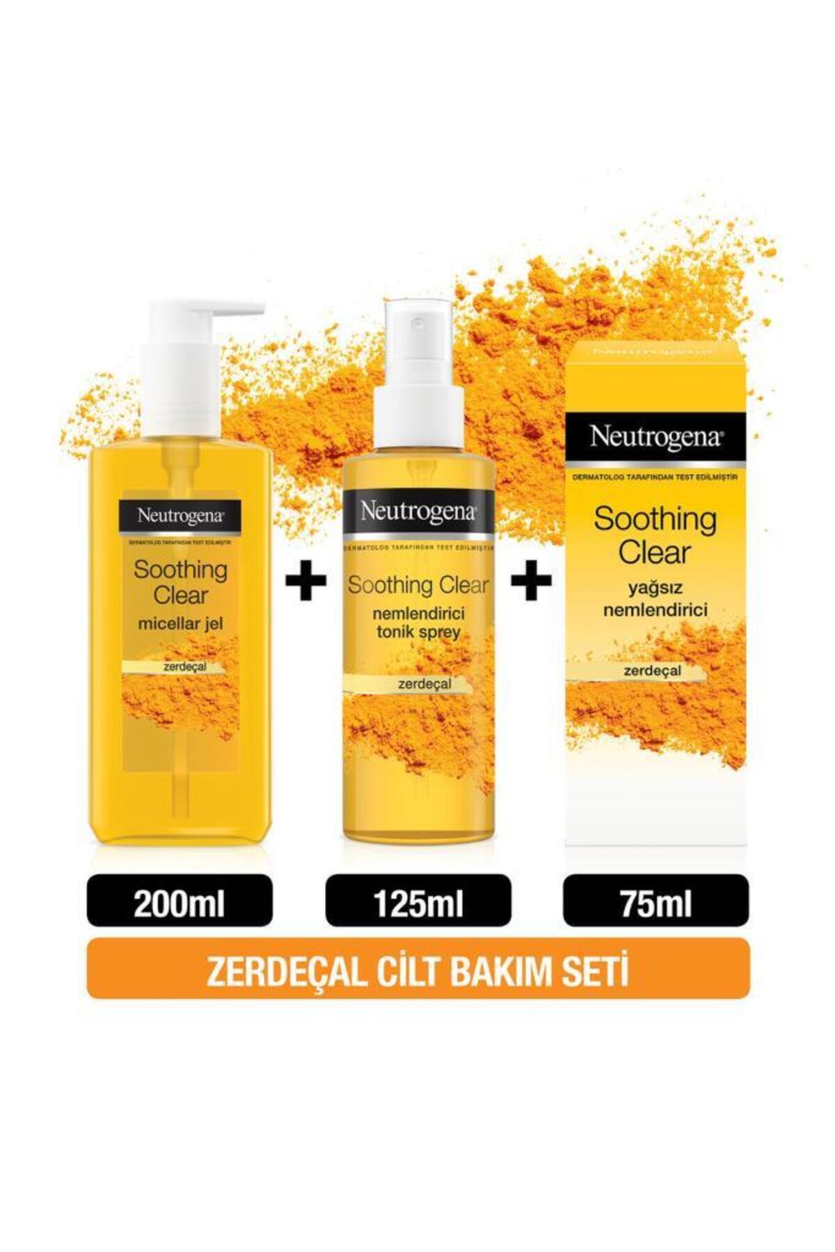 Neutrogena Soothing Clear Micellar Jel 200 ml + Tonik 125 ml + Yağsız Nemlendirici 75 ml