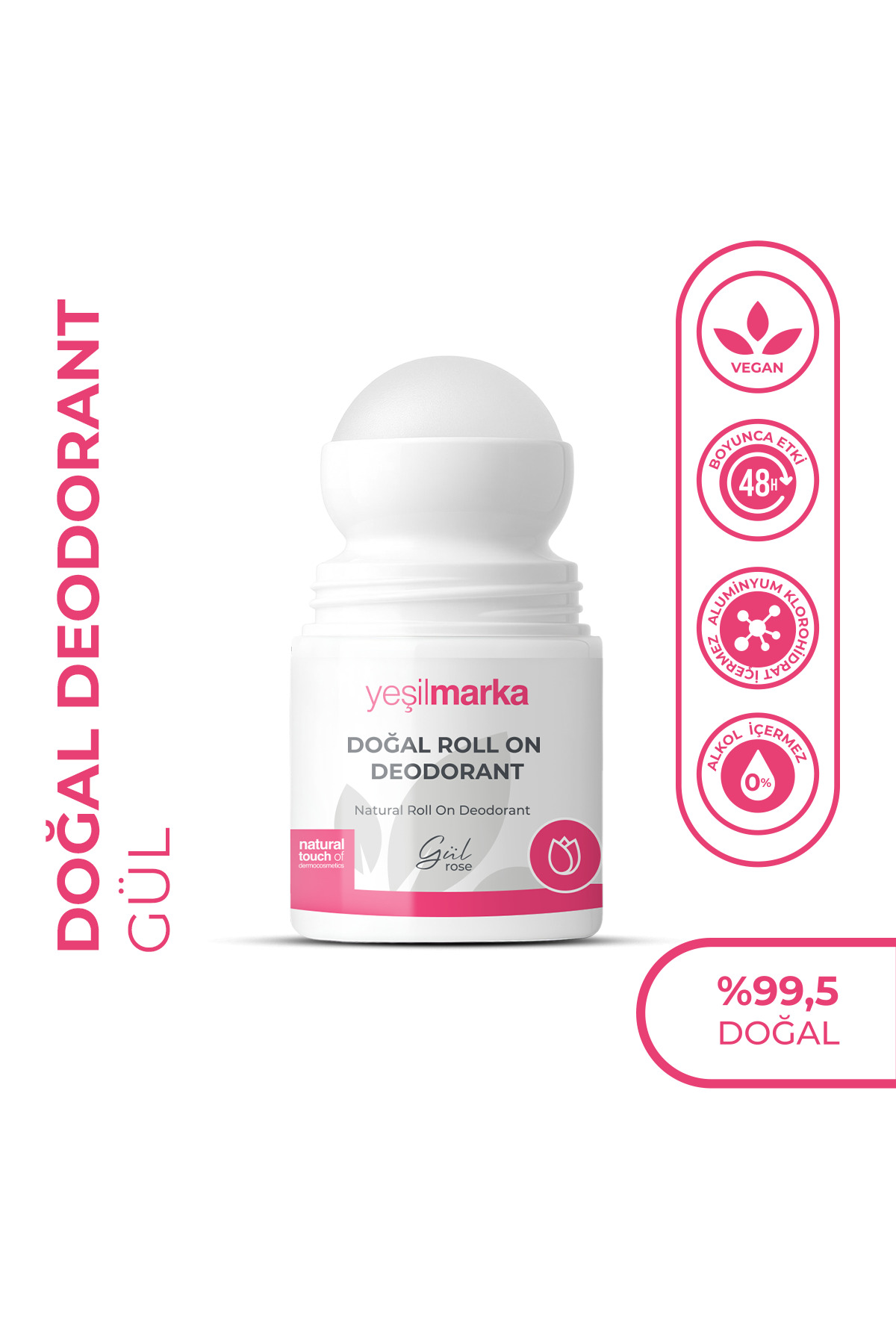 yeşilmarka Doğal Roll On Gül Deodorant %100 Bitkisel Ve Vegan Ter Kokusu Önleyici