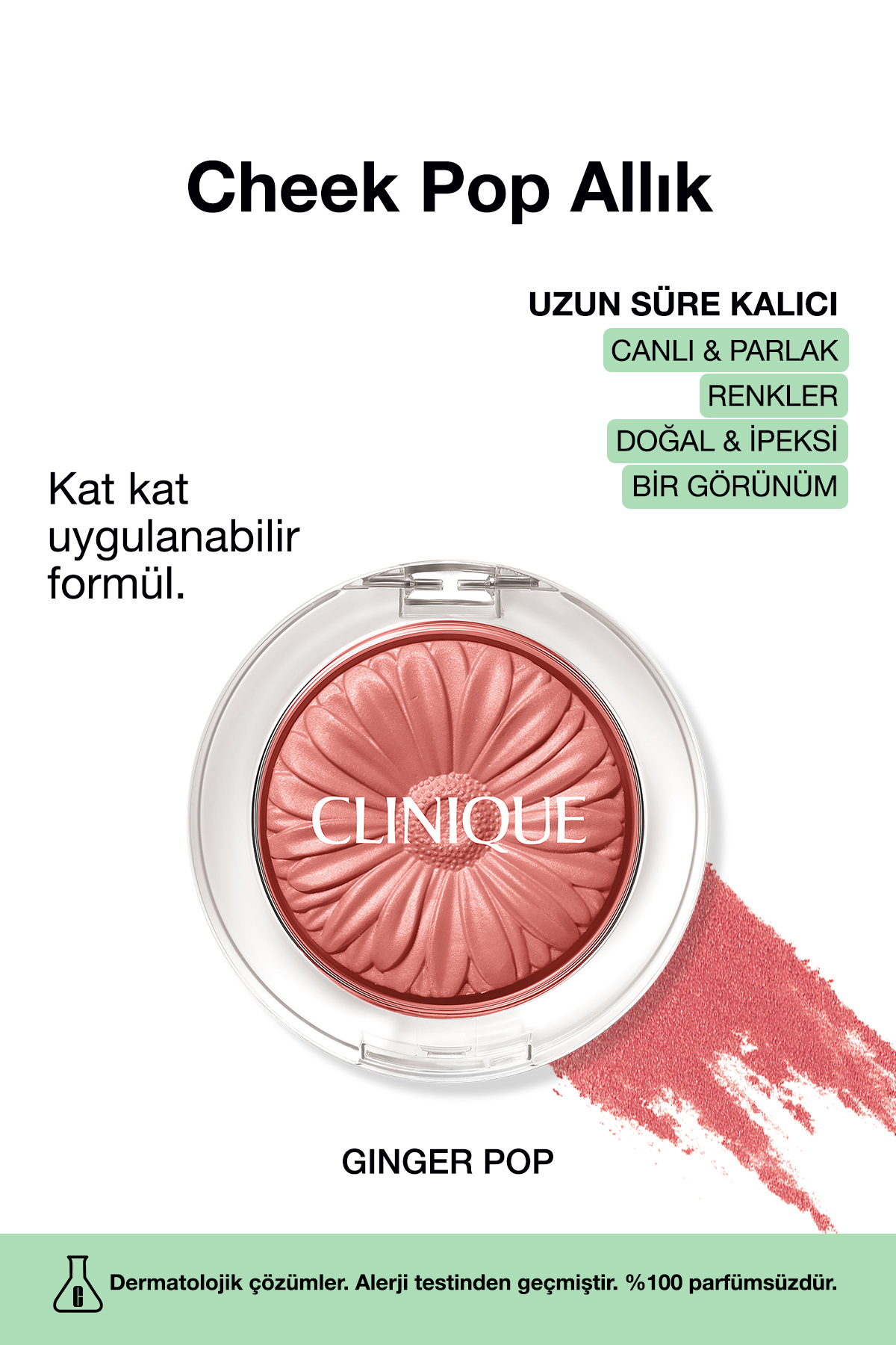 Clinique Cheek Pop Allık - Renk: Ginger Pop 3.5g | Uzun Süre Kalıcı, Doğal Ve Ipeksi Formül