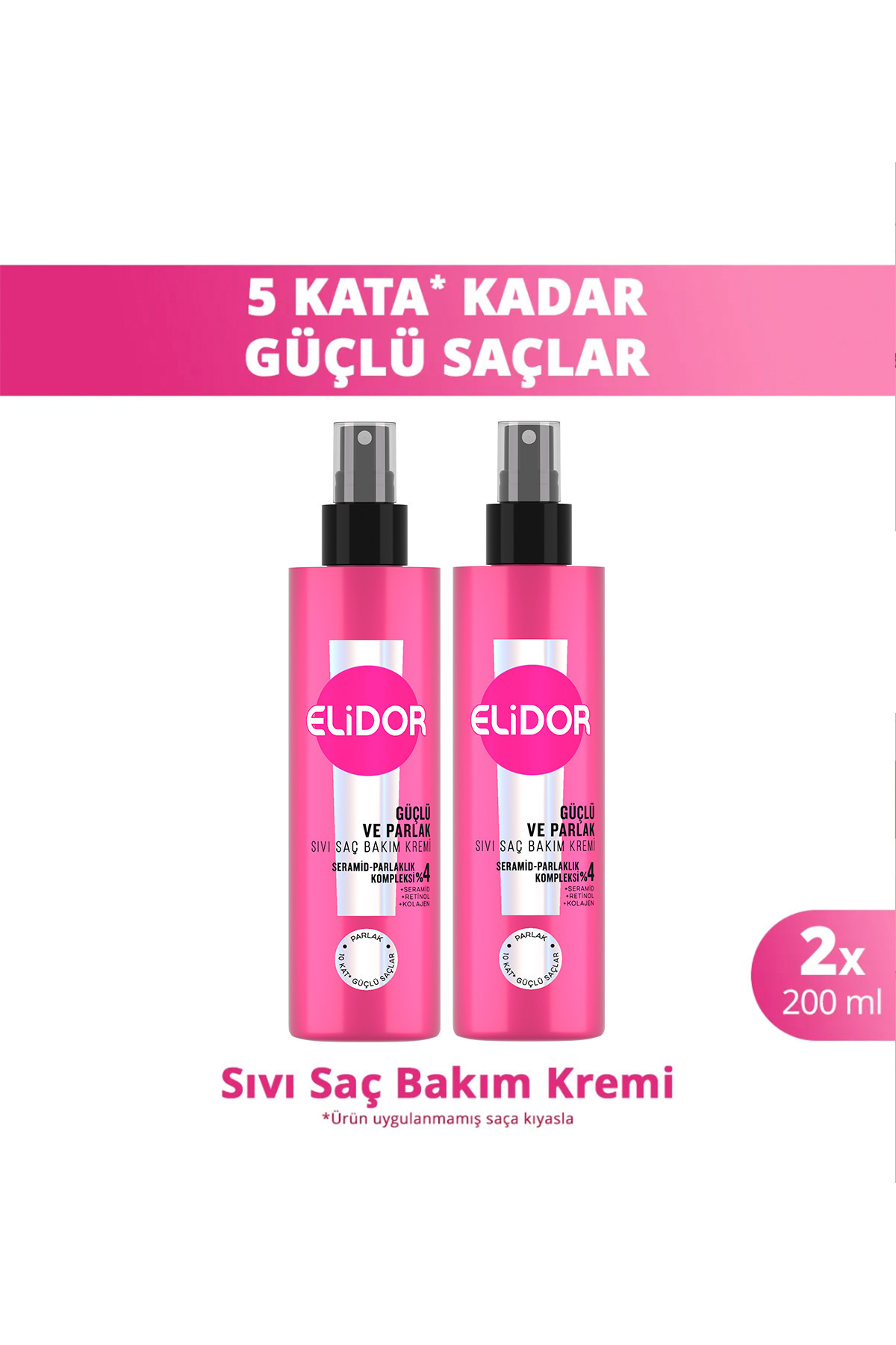Elidor Sıvı Saç Bakım Kremi Güçlü ve Parlak 200 ml x2