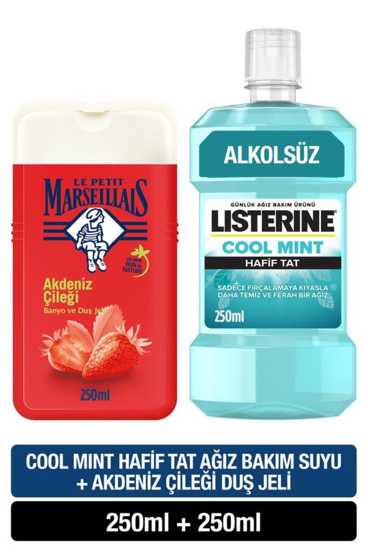 Listerine Cool Mint Hafif Tat Ağız Bakım Suyu 250 ml + Le Petit Marseillais Akdeniz Çileği Duş Jeli 250 ml