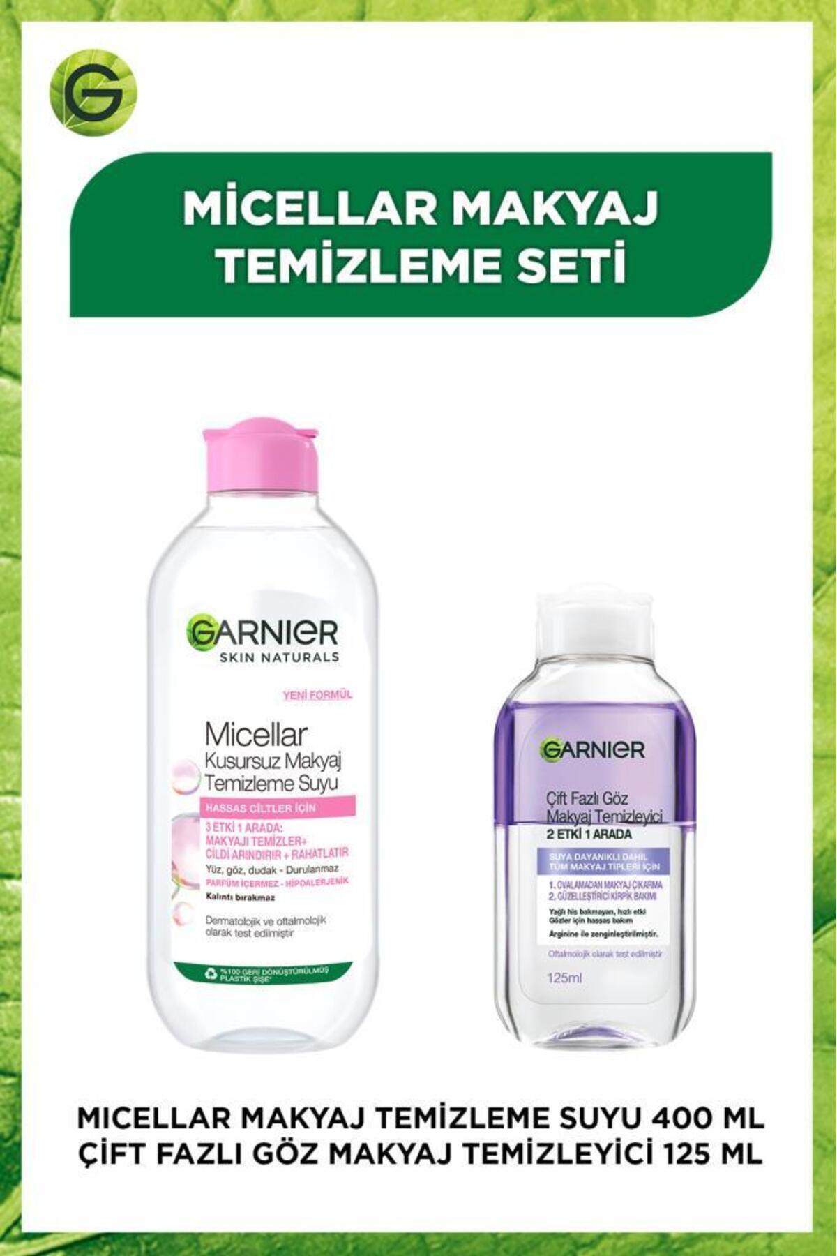 Garnier Micellar Makyaj Temizleme Seti (Micellar Su 400ML + Çift Fazlı Göz Makyaj Temizleyicisi 125ML)