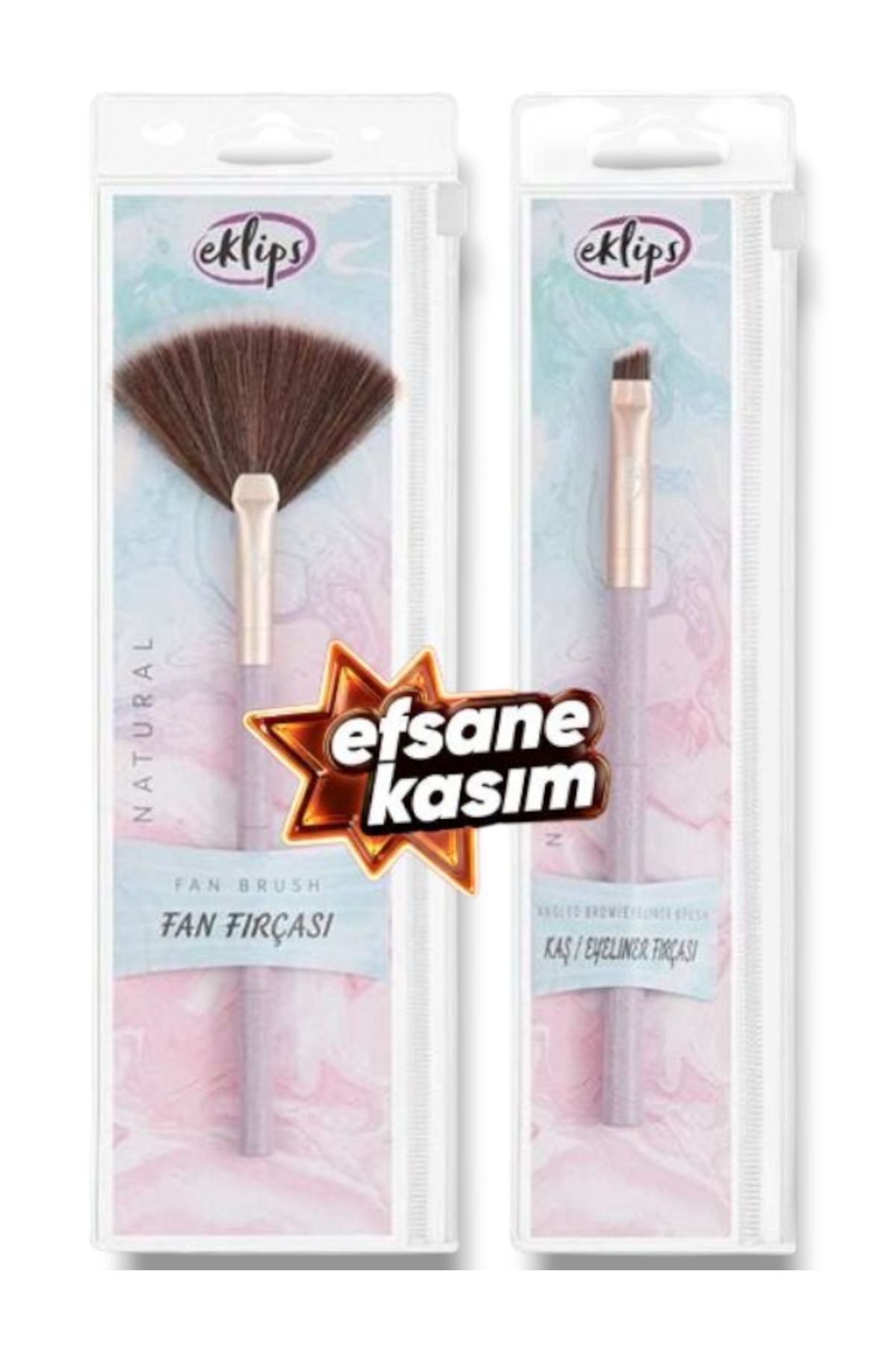 beaulis Fan Fırçası + Natural Kaş Eyeliner Fırçası 2'li En Avantajlı Set