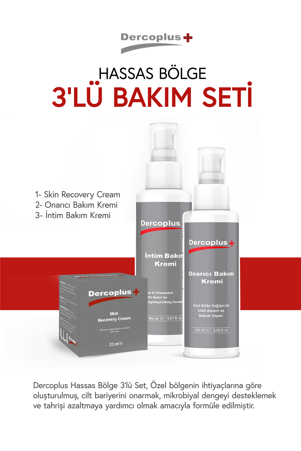 DERCOPLUS Recovery Cream 20ml (35 GR) Intim Bakım Kremi Onarıcı Bakım Kremi