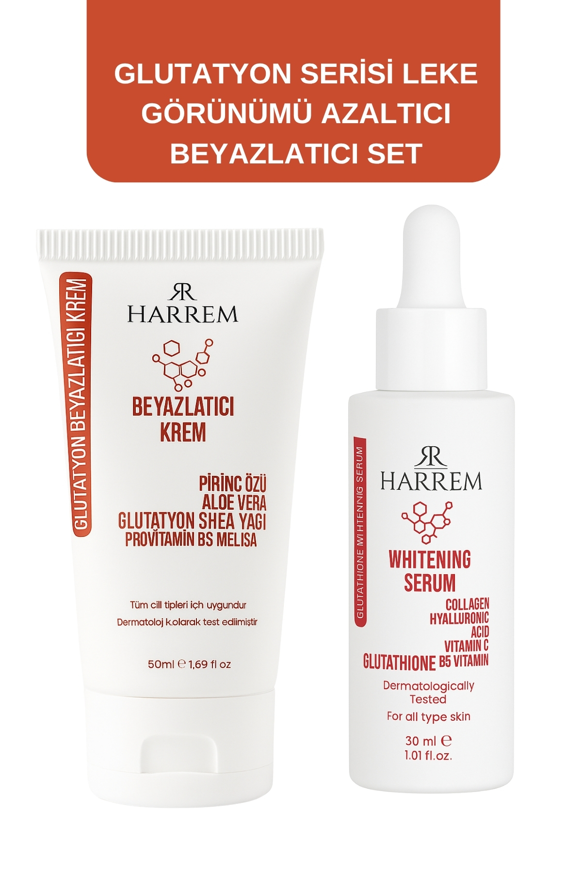Harrem Glutatyon Beyazlatıcı Leke Karşıtı Krem & Serum Seti 50 Ml