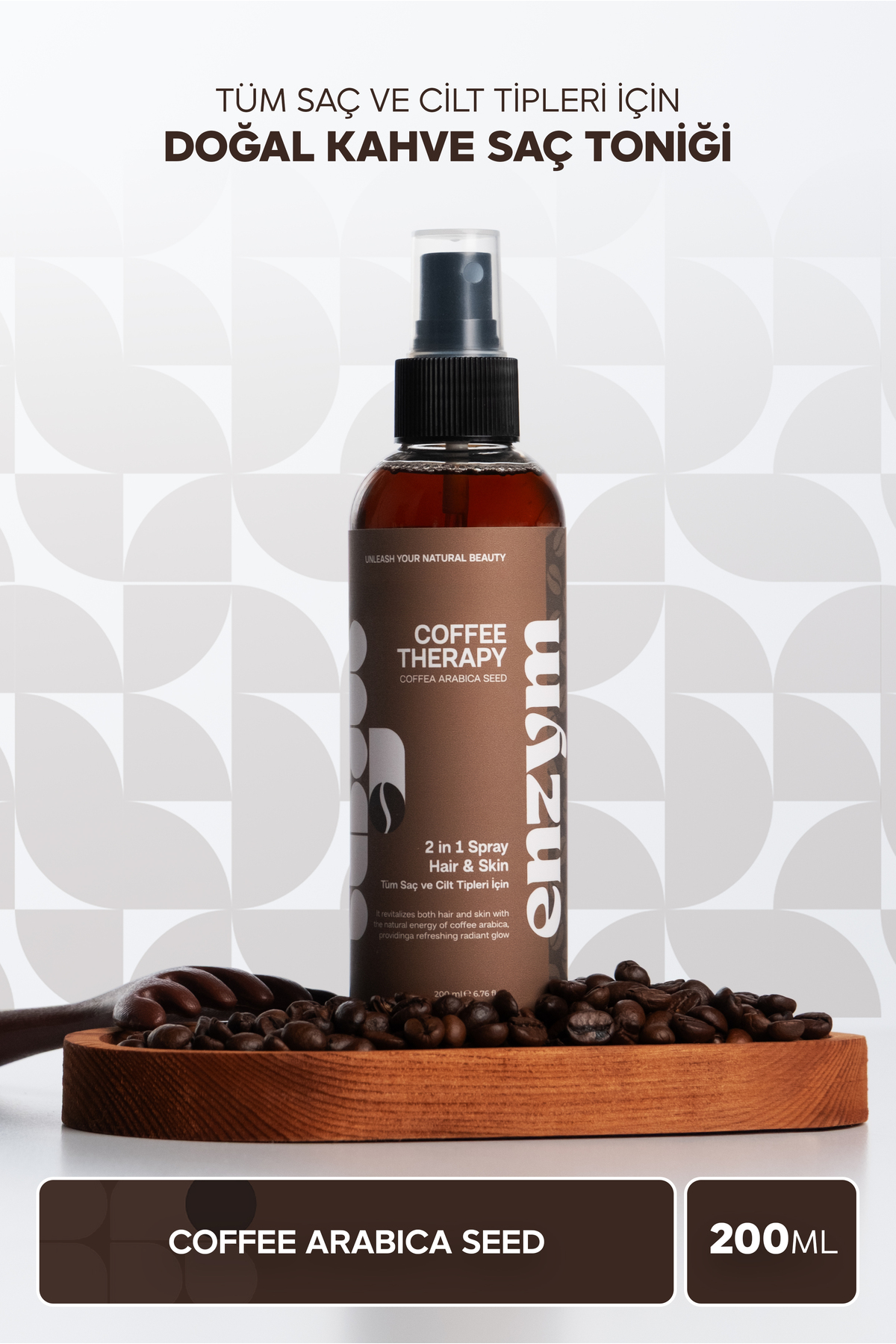 ENZYM COSMETICS Doğal Kahve Tonik Saç (Dökülme Karşıtı, Onarıcı) Ve Cilt Bakımı (Ton Eşitleme, Antioksidan) 200 Ml