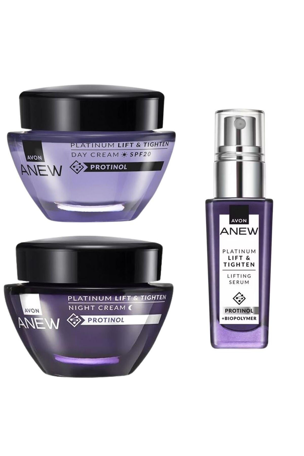 AVON Anew Platinum Gündüz Kremi SPF20 + Gece Kremi + Lifting Serum 3lü Set