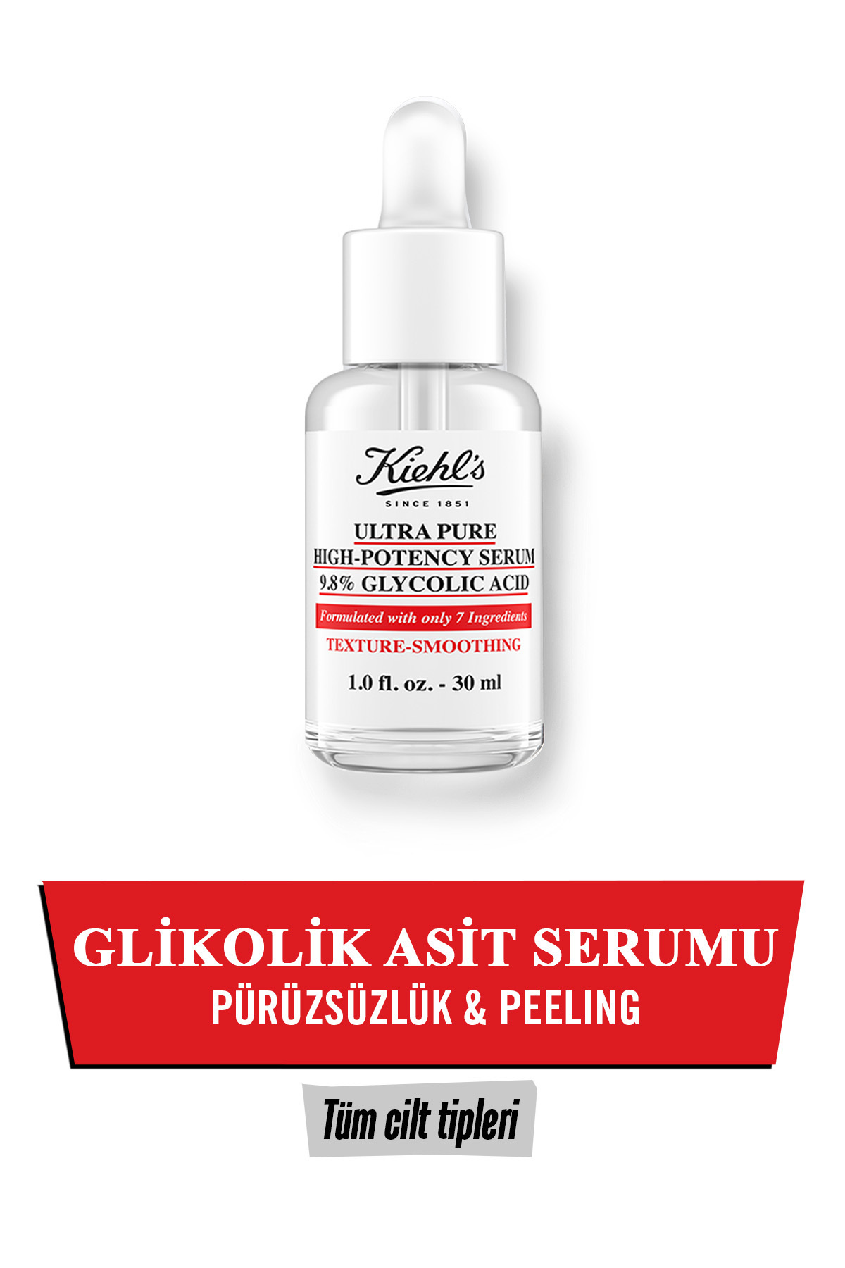 Kiehl's Gözeneklerin Görünümünü Azaltıcı ve Cilt Dokusunu Arındırıcı Glycolic Acid Yüz Serumu 30 Ml