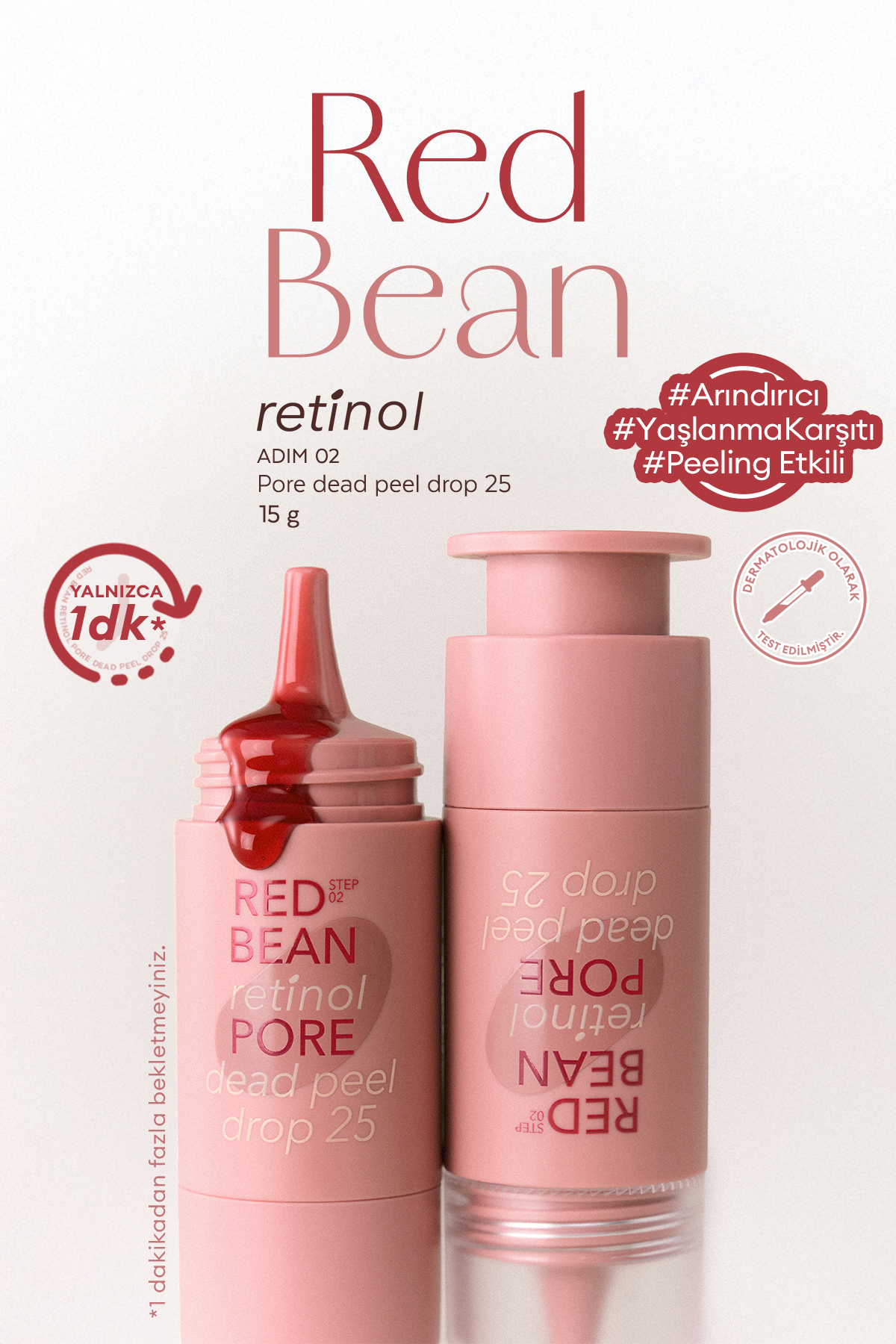Missha Retinol İçerikli, Gözenek Karşıtı Peeling Etkili Serum Red Bean Retinol Pore Dead Peel Drop 25