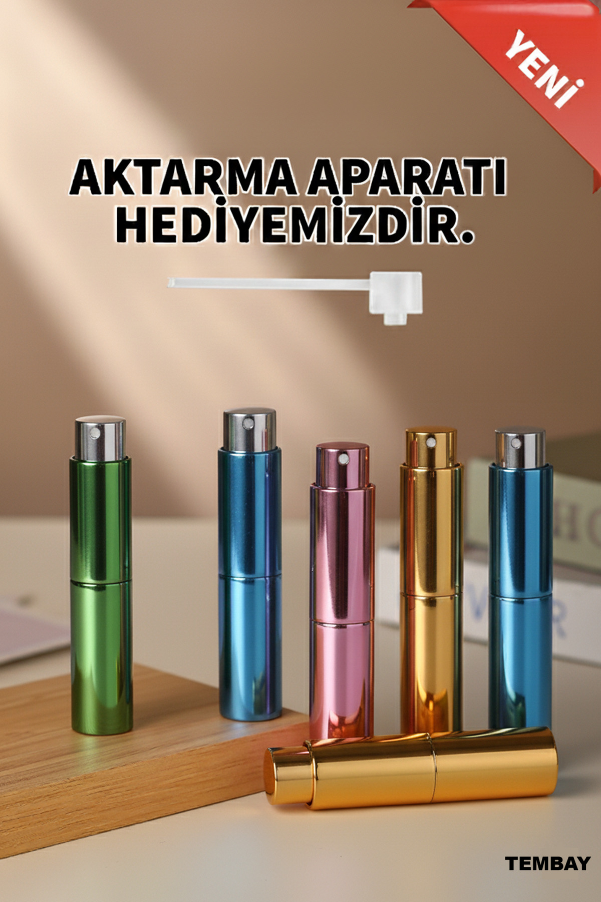 TEMBAY Özel Titanyum Kaplamalı Doldurulabilir Mini Parfüm Şişesi Cep Parfüm Şişesi Taşınabilir Parfüm 8ML