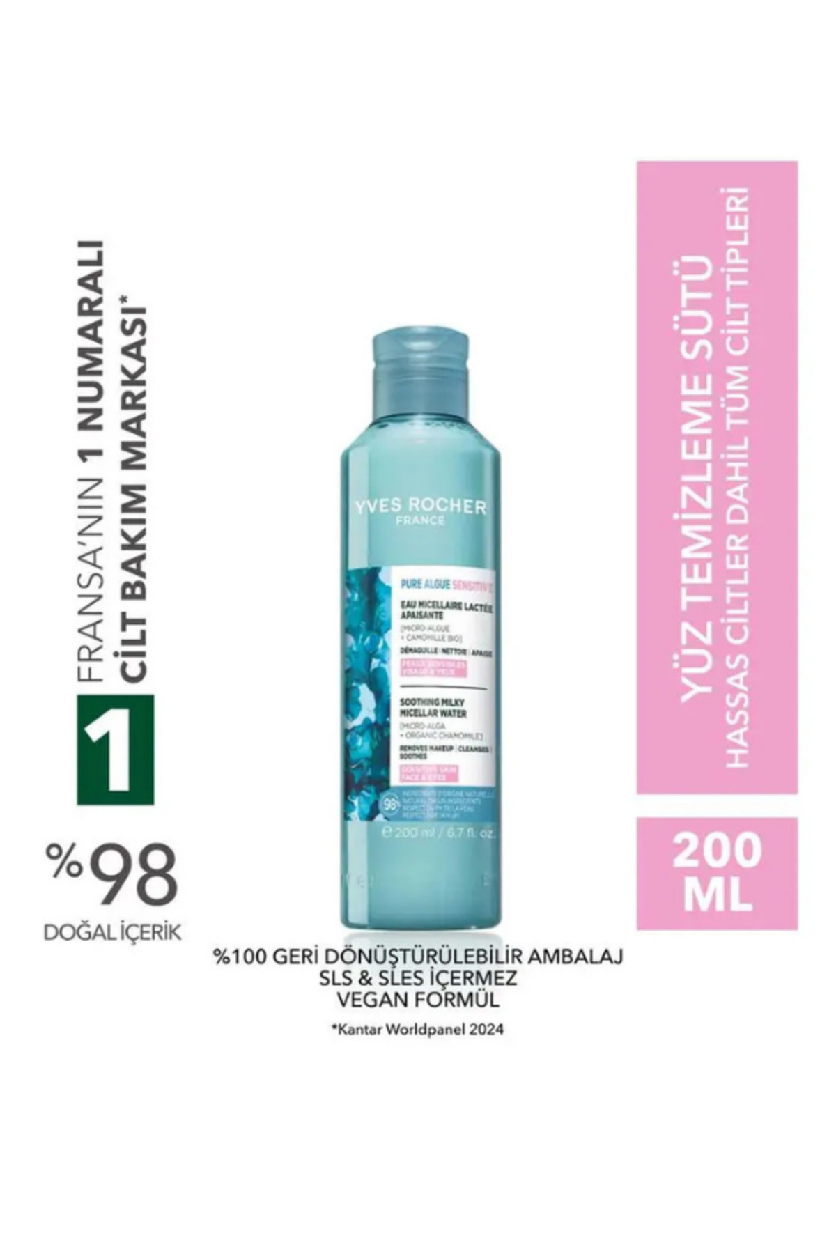 Yves Rocher Okyanus Yosunu ve Organik Papatya Özlü Makyaj Temizleme Micellar Sütü Hassas Ciltler İçin