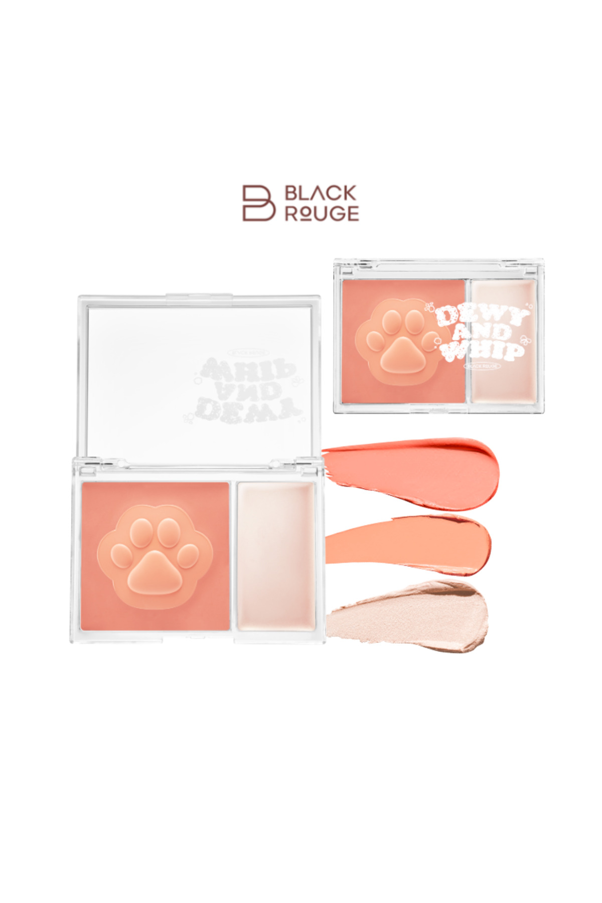 Black Rouge Pastel Tonlu Krem Yapıda 3 Renkli Balm Allık & Aydınlatıcı Palet DW03 Tangerine (Mercan) - 15 gr