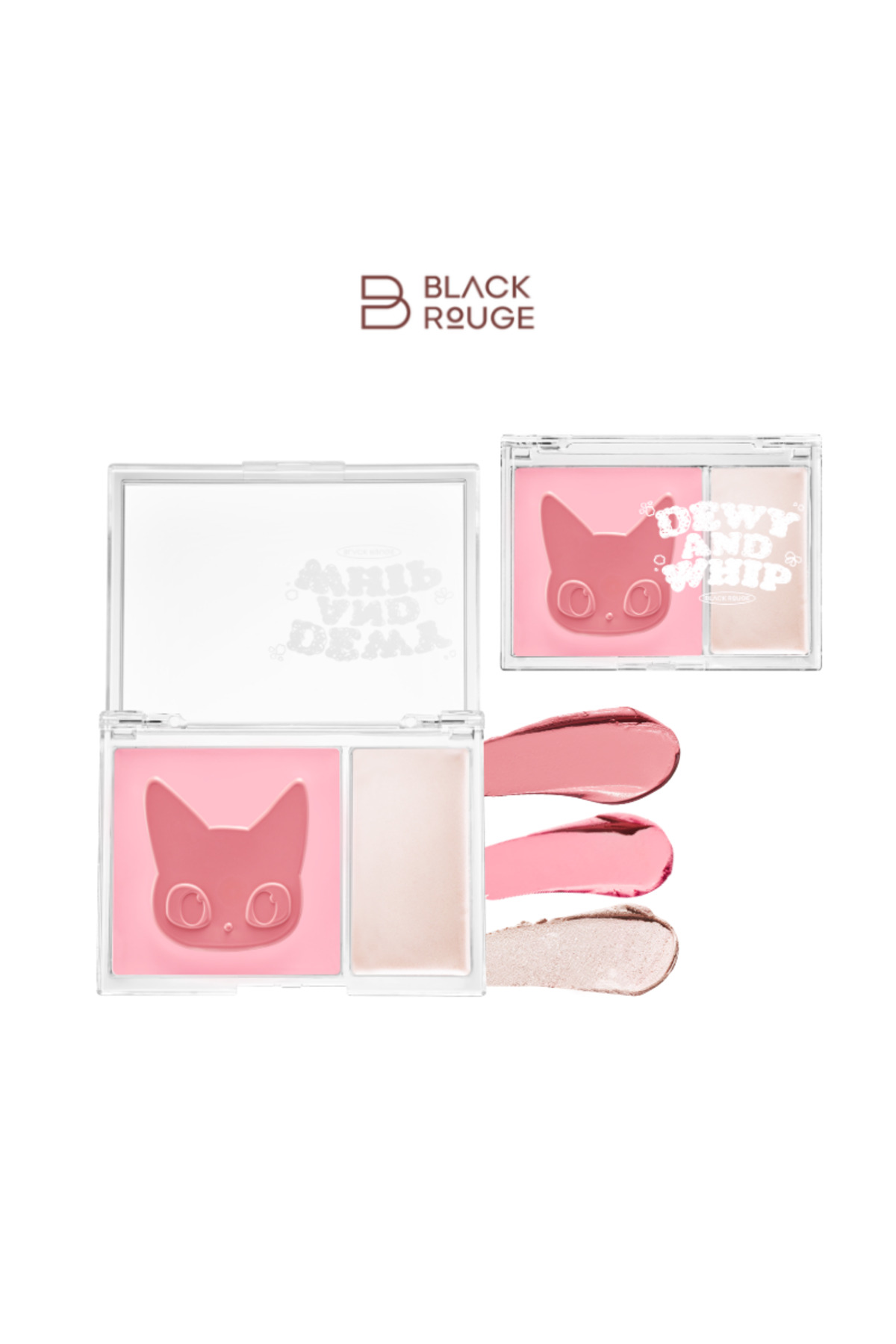 Black Rouge Pastel Tonlu Krem Yapıda 3 Renkli Balm Allık & Aydınlatıcı Palet DW01 Strawberry (Pembe) - 15 gr
