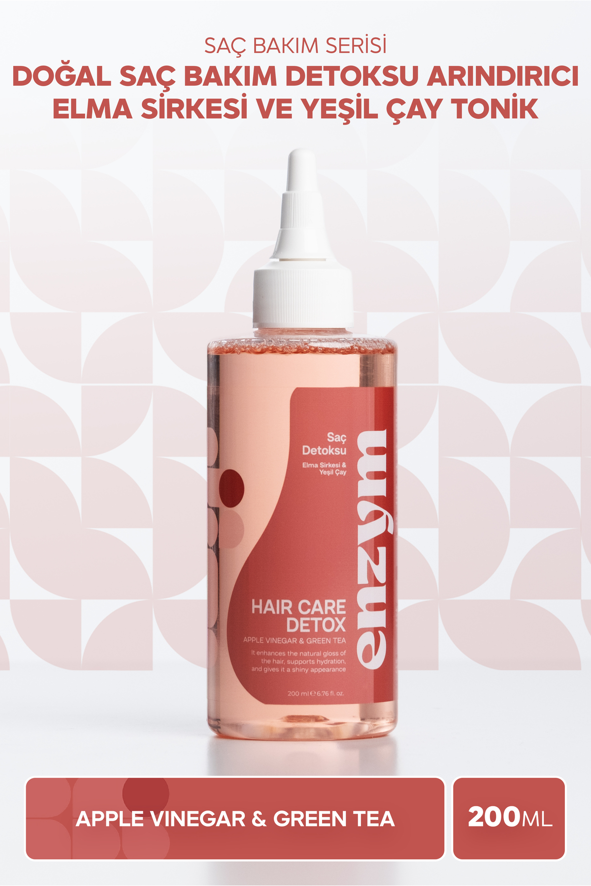 ENZYM COSMETICS Doğal Saç Bakım Detoksu Arındırıcı Elma Sirkesi Ve Yeşil Çay Tonik 200 ml