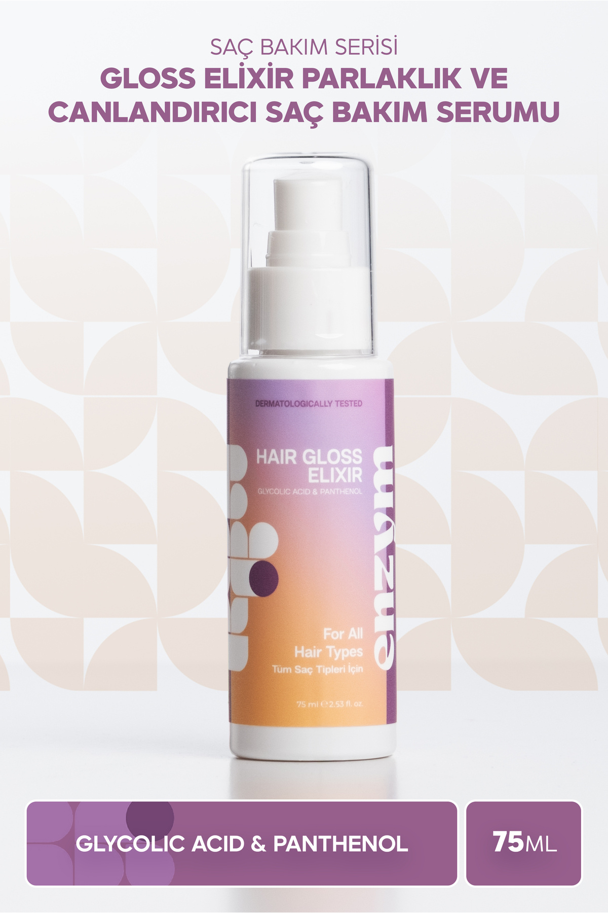ENZYM COSMETICS Gloss Elixir Parlaklık Ve Pürüzsüzlük Verici, Canlandırıcı Saç Bakım Serumu 75 ml