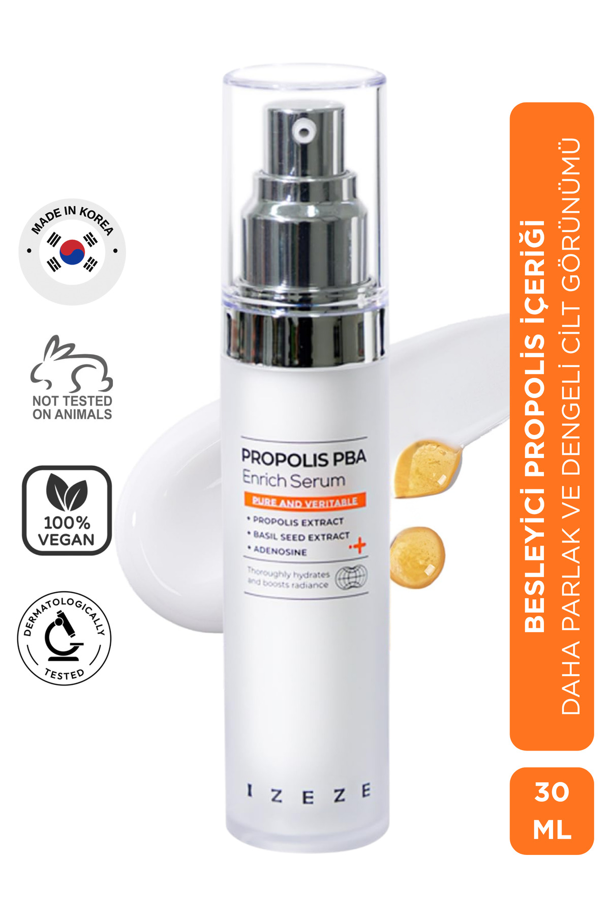 IZEZE PROPOLIS PBA Enrich Serum, 30ml | Zengin Beslenme, Derin Nemlendirme, Niasinamid Serumu