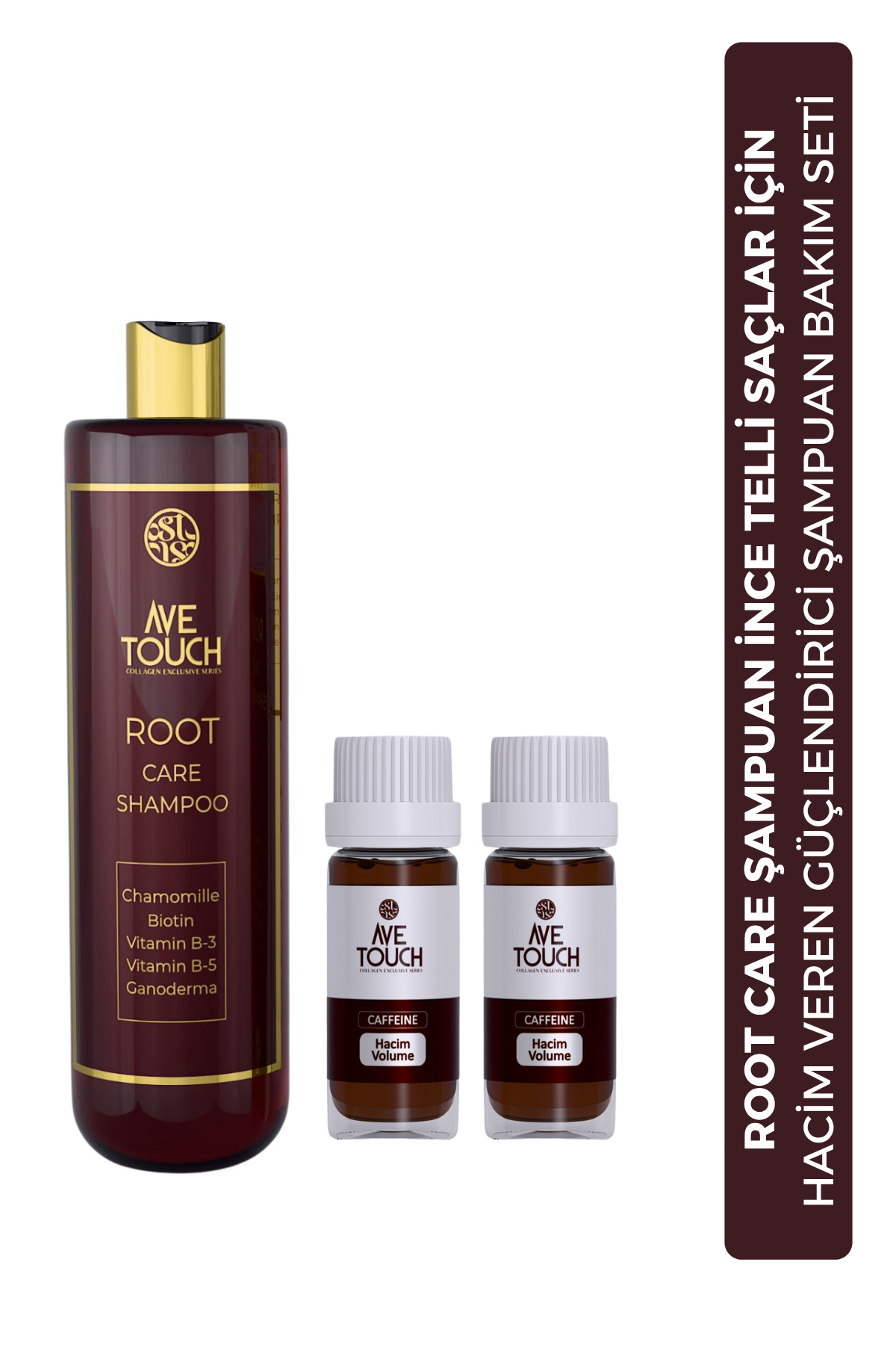 AVE TOUCH Root Care şampuan + Caffeın / İnce Telli Saçlar Hacim Veren İksir Seti