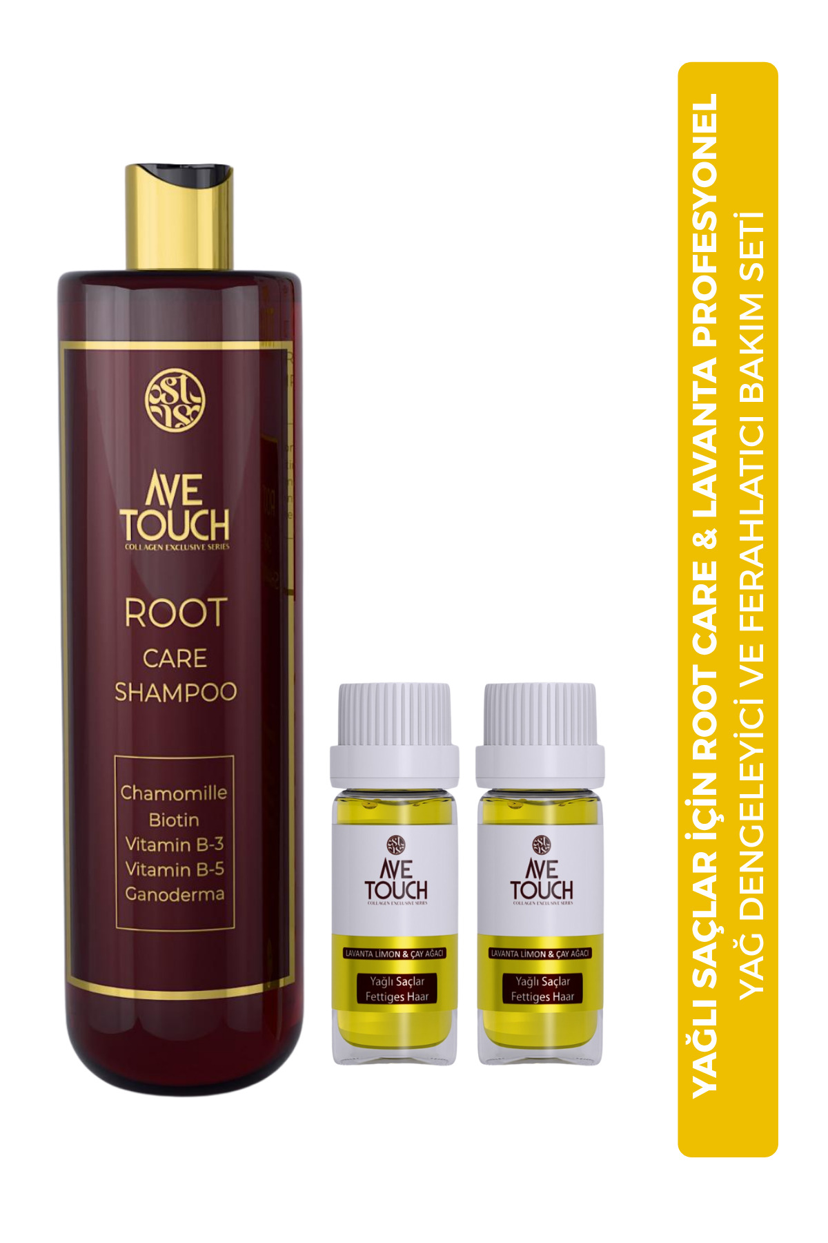 AVE TOUCH ROOT CARE ŞAMPUAN+AVE TOUCH LAVANTA LİMON & ÇAY AĞACI / YAĞLANMA KARŞITI İKSİR SETİ