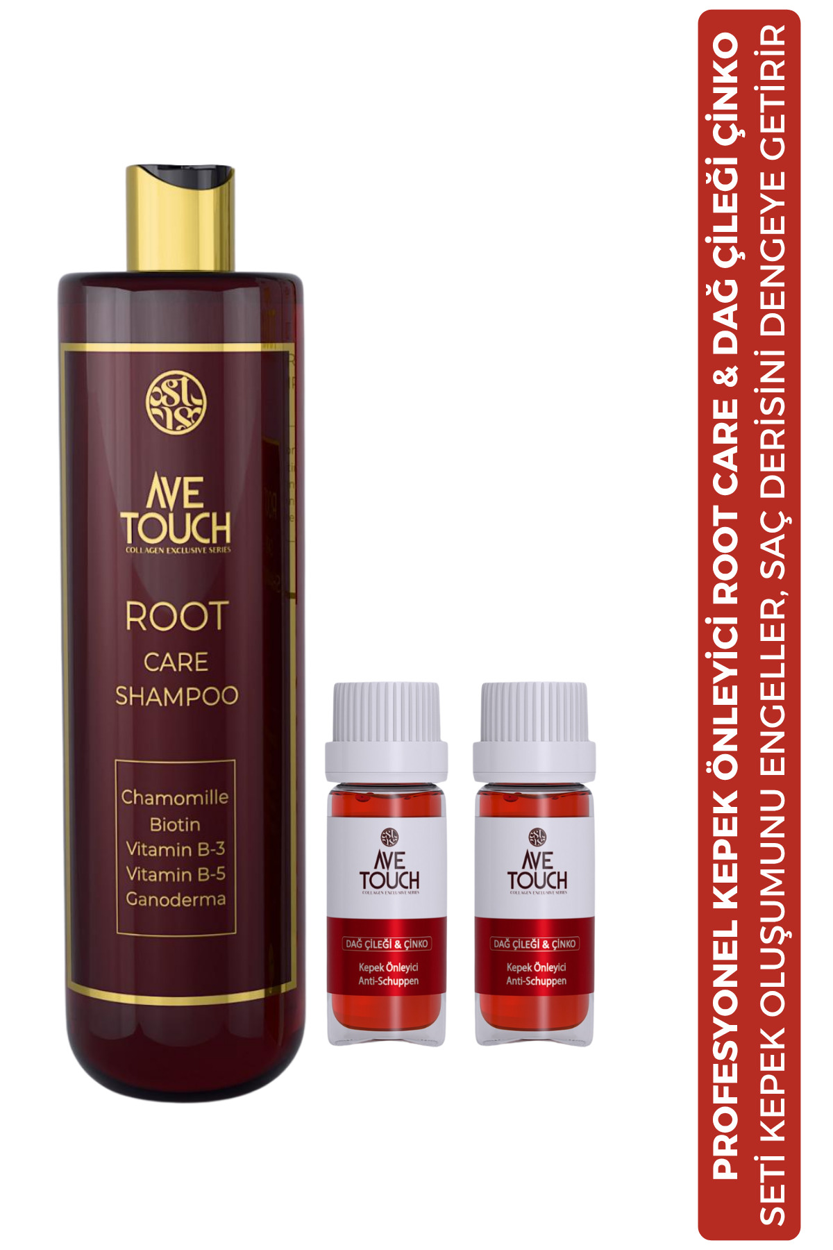 AVE TOUCH Root Care Şampuan + Ave Touch Dağ Çileği& Çinko / Kepek Önleyici İksir Set
