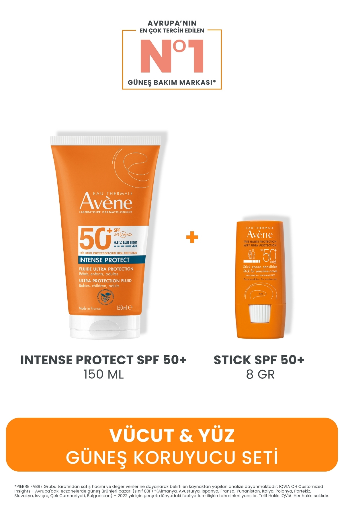 Avene Vücut & Yüz Güneş Koruyucu Seti (Intense Protect SPF 50+ 150 ML + Stick SPF 50+ 8 GR)