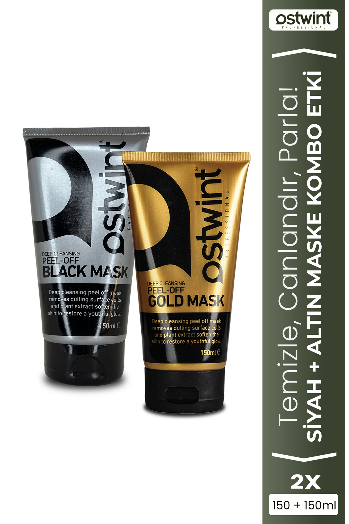 Ostwint Gold ve Siyah Yüz Maskesi - Gold 150 ml & Black 150 ml Yüz Maskesi