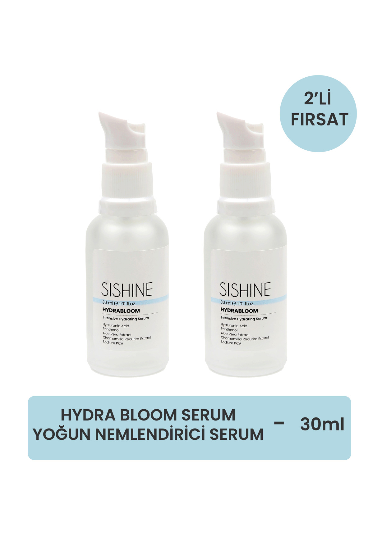 Sis Shine Cosmetic Hyaluronik Asit Serum - HYDRA BLOOM SERUM - Yoğun Nemlendirici Serum - 2 Adet