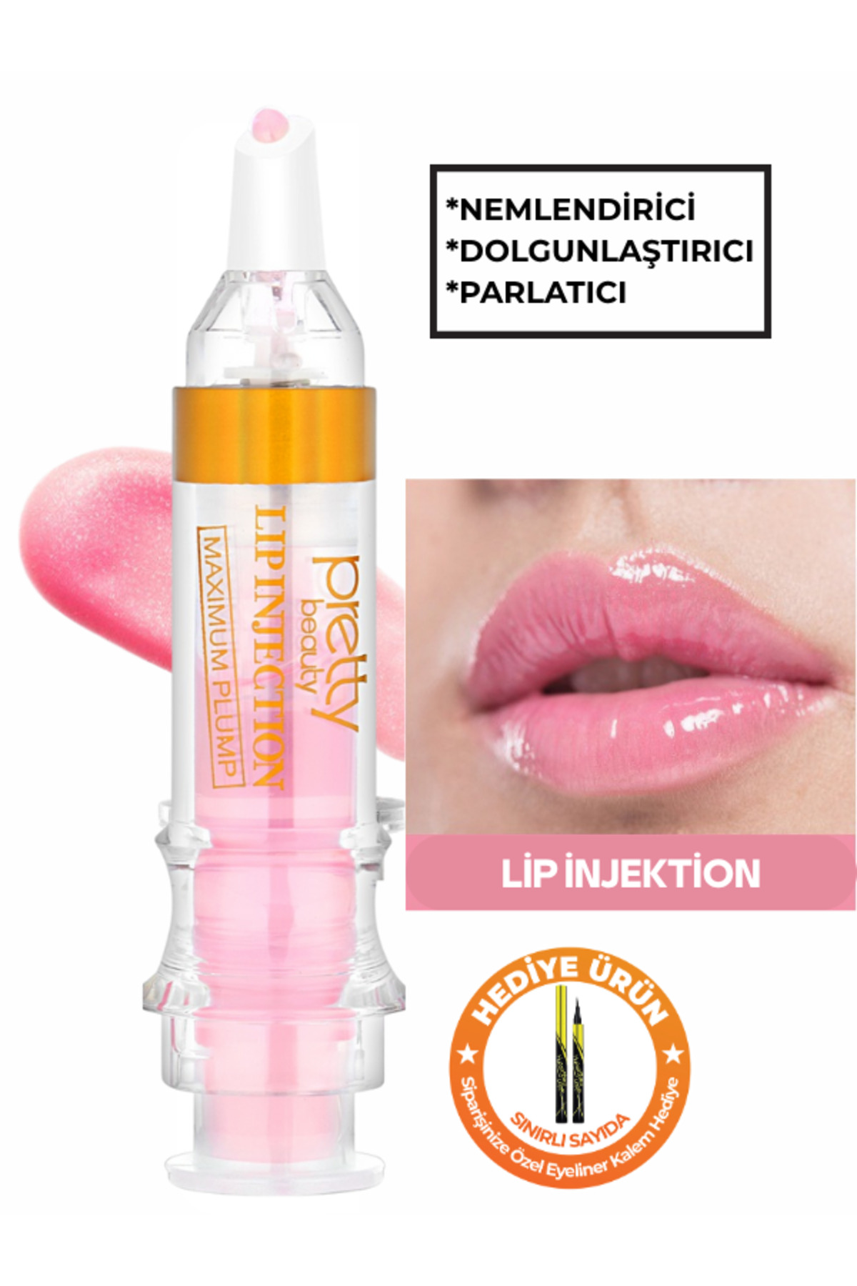 Güzellik Deposu Lip Injection Dudak Dolgunlaştırıcı ve Parlatıcı Jel - Hediye Eyeliner