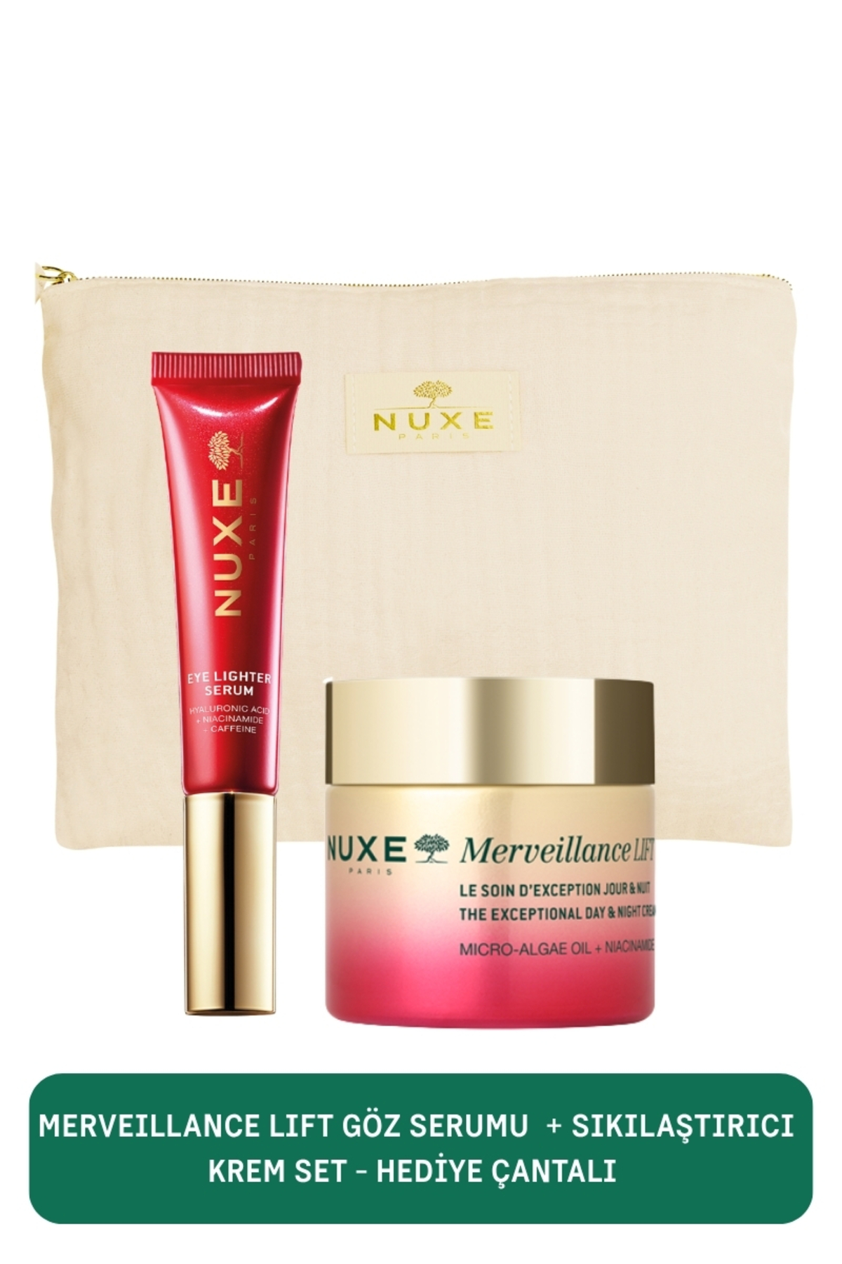 Nuxe Merveillance Lift Aydınlatıcı Göz Çevresi Serumu-Exceptional Gece ve Gündüz Kremi-Çanta Hediye
