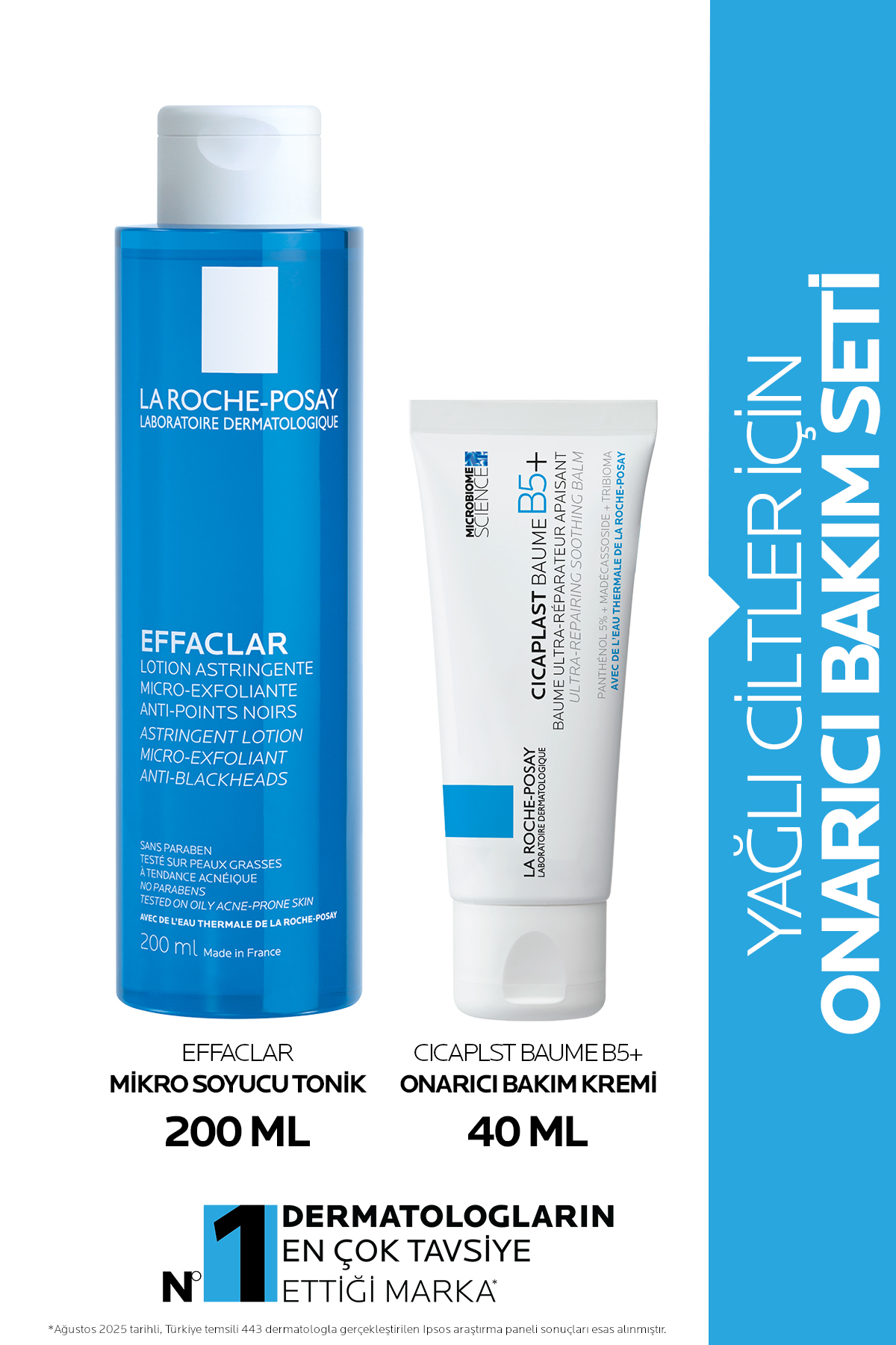 La Roche Posay Yağlı Ciltler İçin Onarıcı Bakım Seti: Effaclar Tonik 200ML& Cicaplast Onarıcı Bakım Kremi 40ML