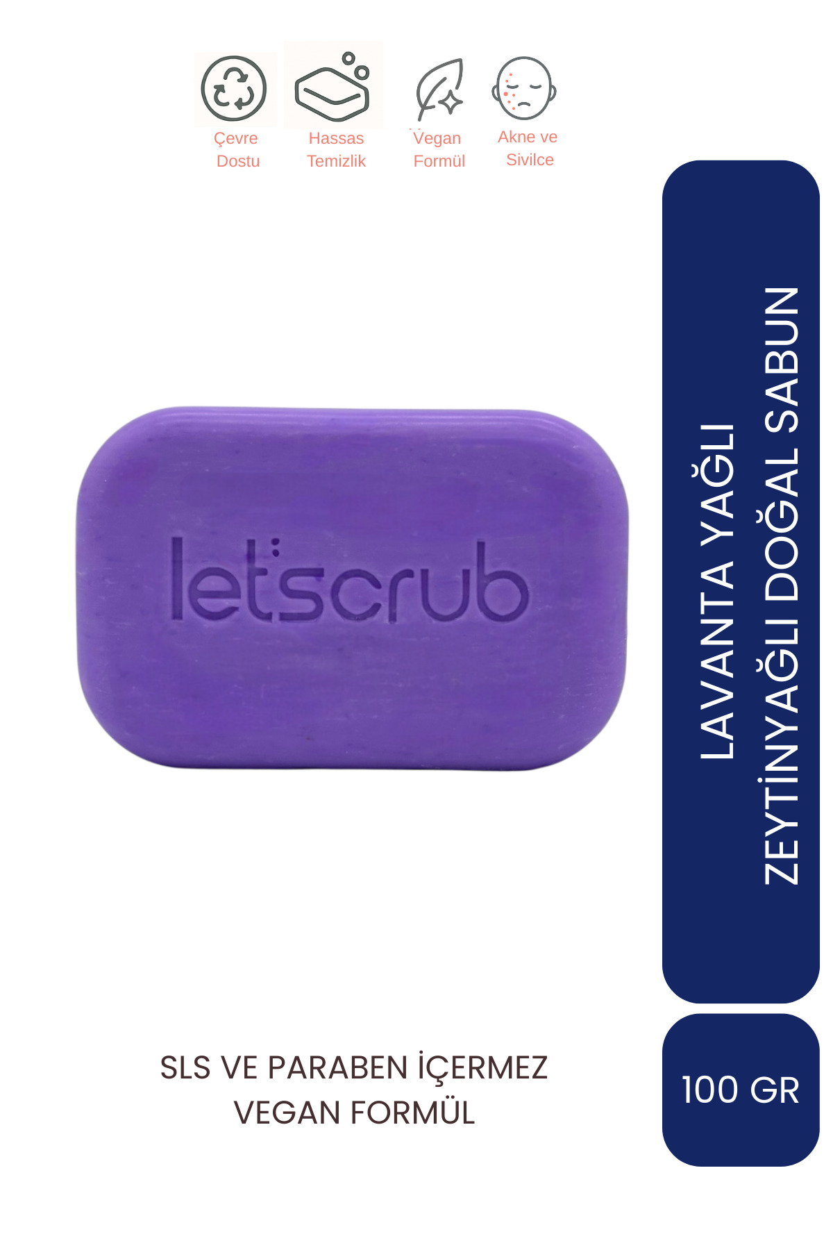 LET'SCRUB Zeytinyağlı Doğal Sabun Lavanta Yağlı Rahatlatıcı Ve Koruyucu 100 Gr