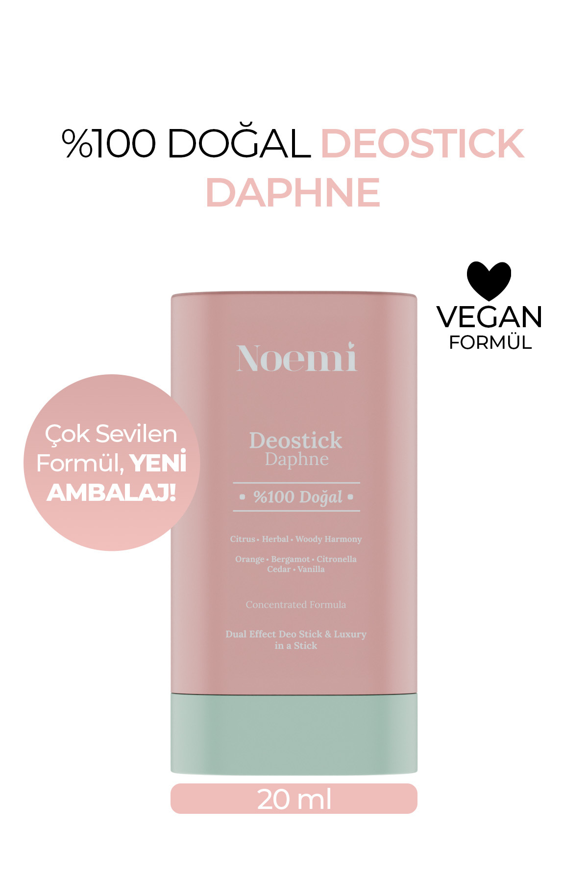 Noemi %100 Doğal Deo Stick / Roll On - Vanilya Kokulu Ve Nemlendirici Etkili - 20ml – Daphne