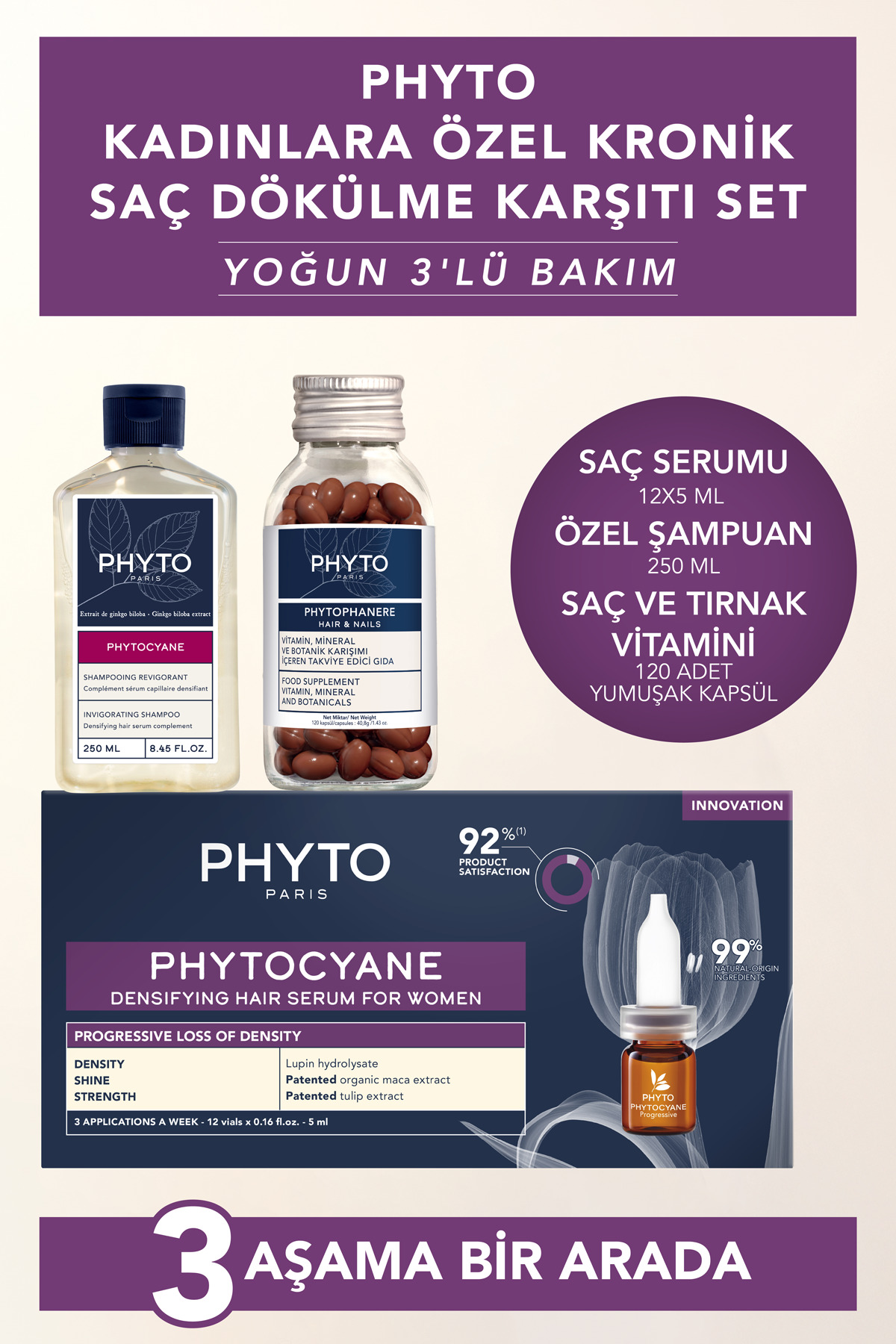 Phyto Kadınlara Özel Kronik Saç Dökülme Karşıtı Set - Yoğun 3'lü Bakım