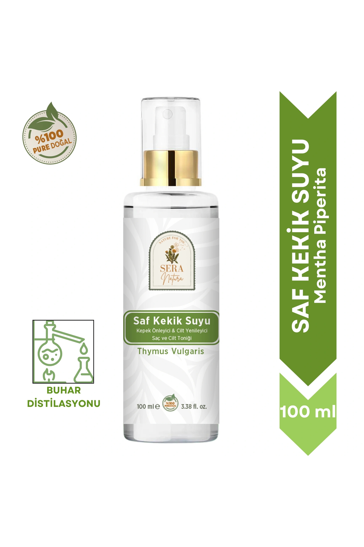 Sera Natura Saf Kekik Suyu Kepek Önleyici & Cilt Yenileyici Saç ve Cilt Toniği 100 ml. %100 Saf