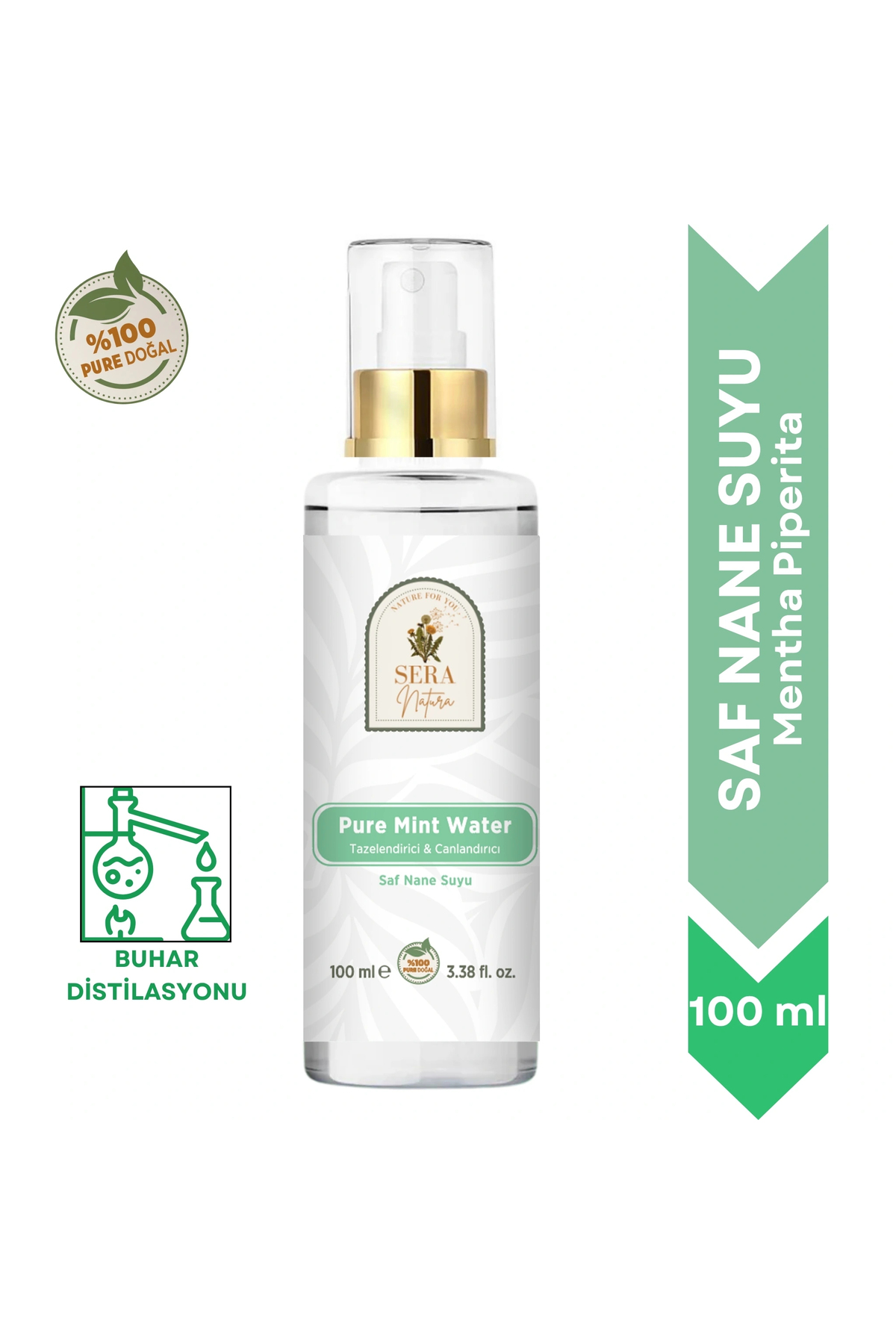 Sera Natura Saf Nane Suyu Tazelendirici & Canlandırıcı Cilt Toniği 100 ml. %100 Saf