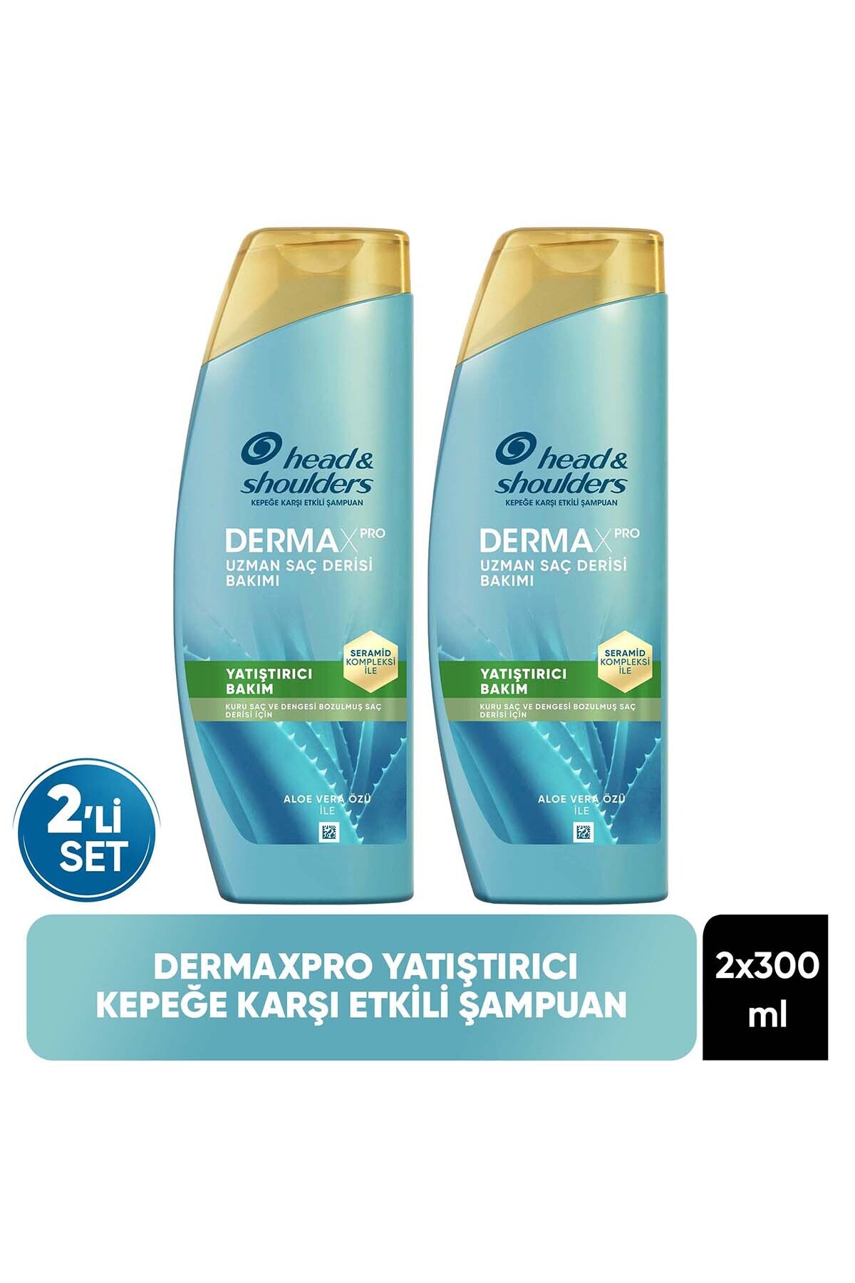 Head & Shoulders DermaXPRO Yatıştırıcı Kepek Karşıtı Şampuan Aloe Vera Özü ve Seramid ile 300ml x 2 Adet